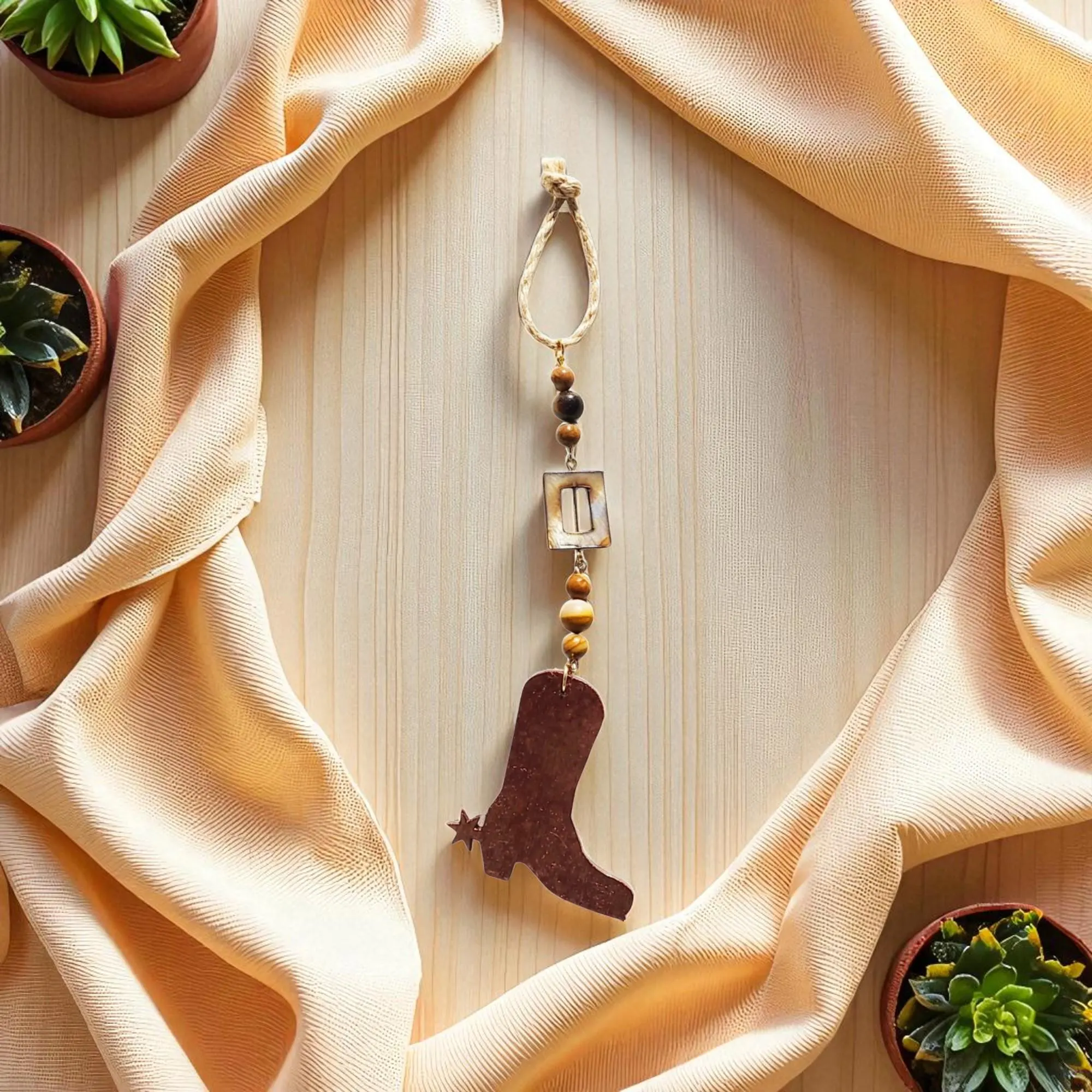 Handcrafted Cowboy Boot Gemstone Beaded Accent Ornament 