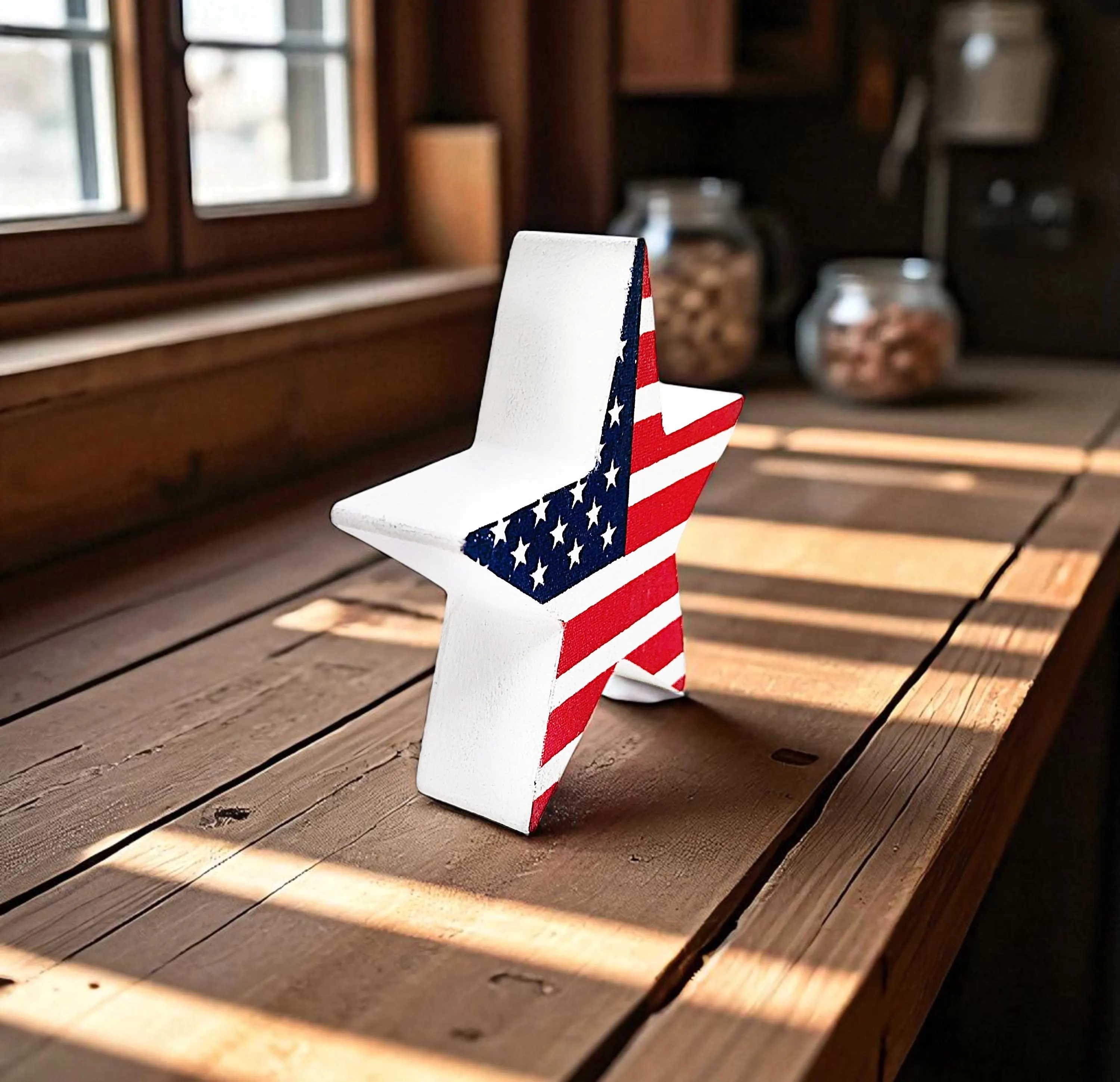 Patriotic Wooden Star Shelf Sitter