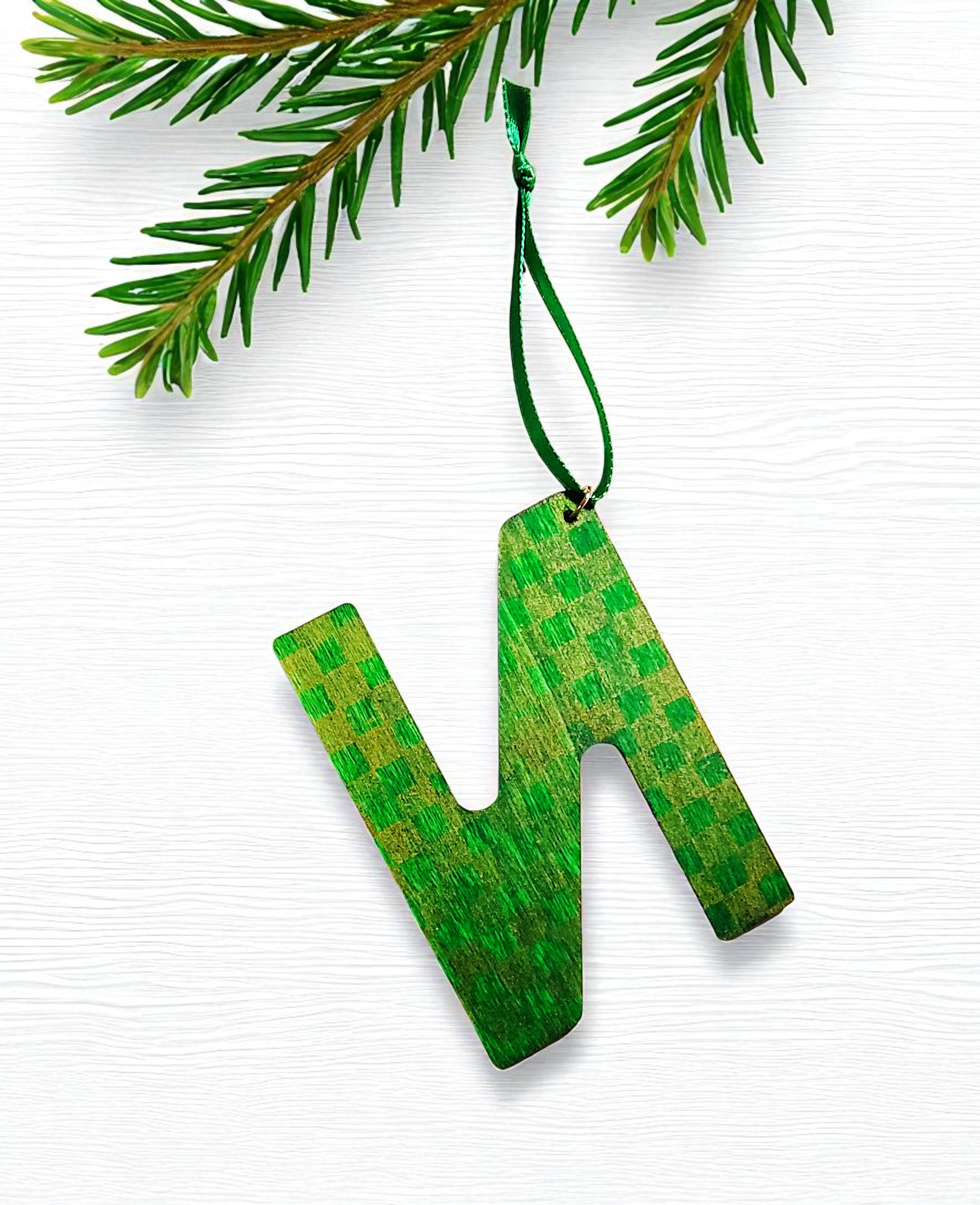 Personalized Wooden Letter Initial N Ornament