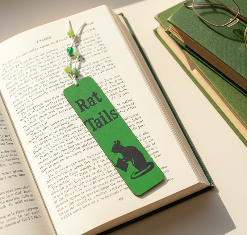 Handmade Decorative Wooden Green Fancy Rat Tails Bookmark