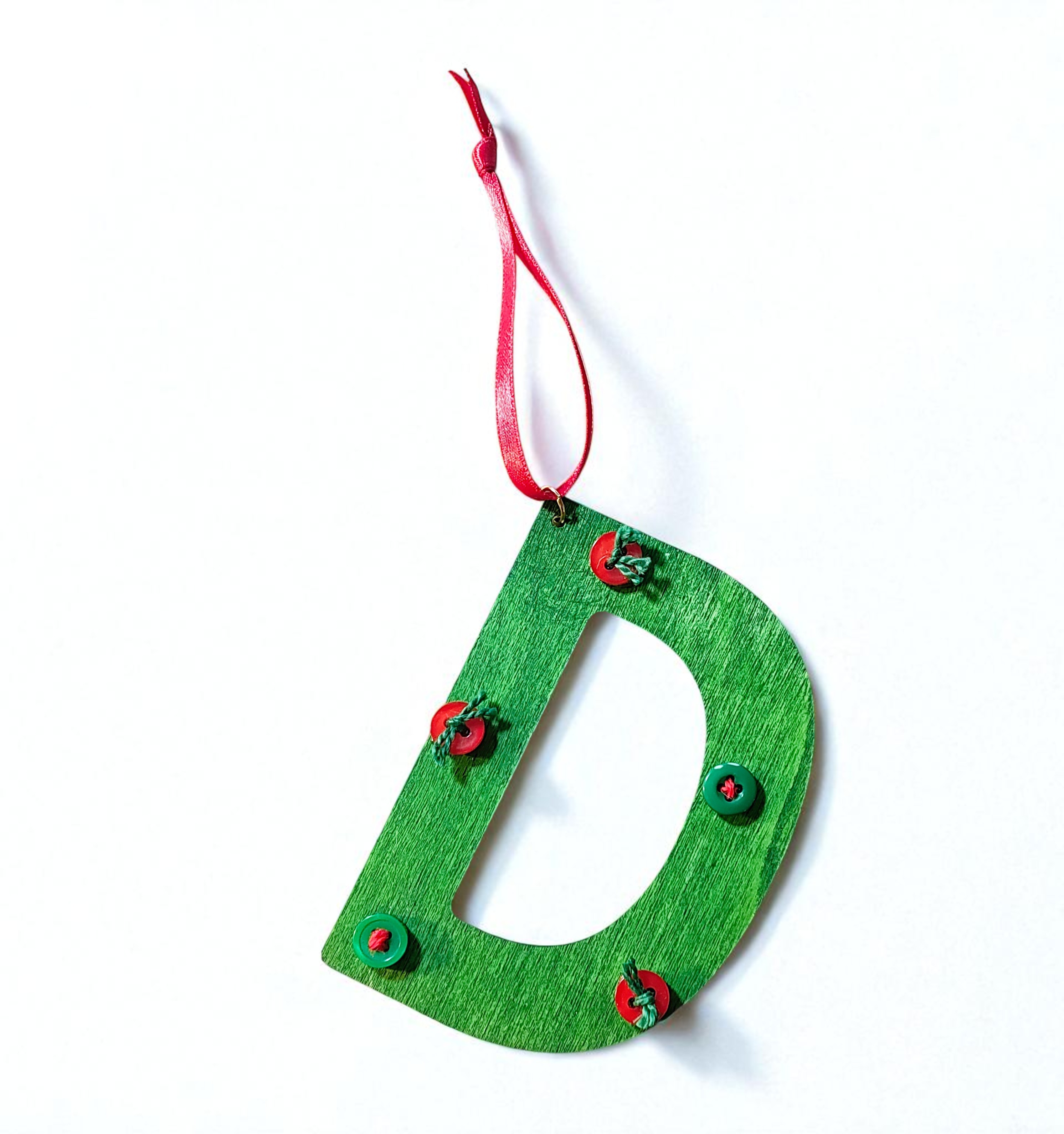Personalized Wooden Letter Initial D Ornament