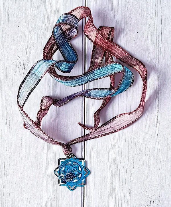 Unique Purple & Blue Bohemian Multi Layered Silk Wrap Ribbon Bracelet 