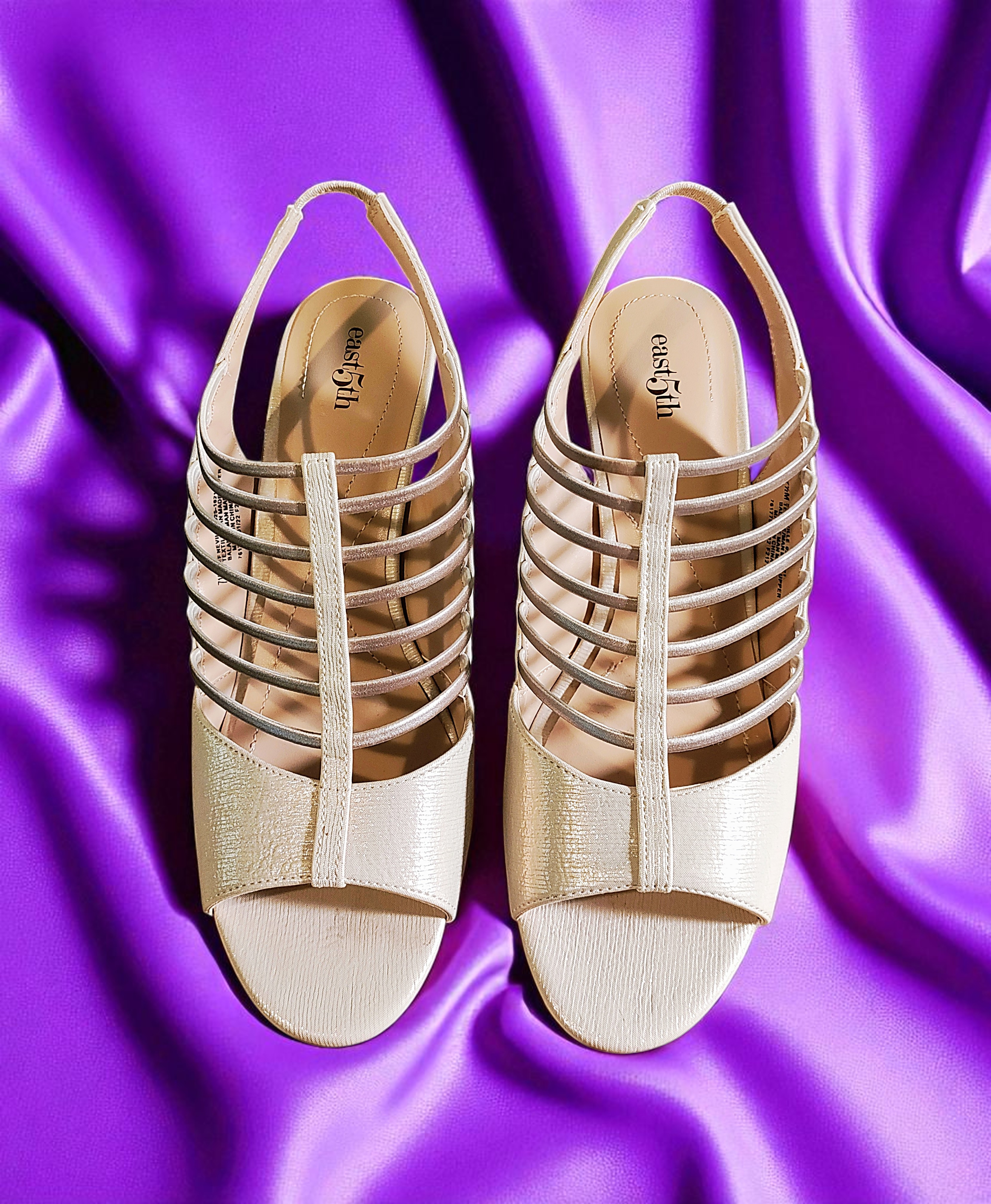 East 5th Champagne Sling Back Strap High Heel Sandals