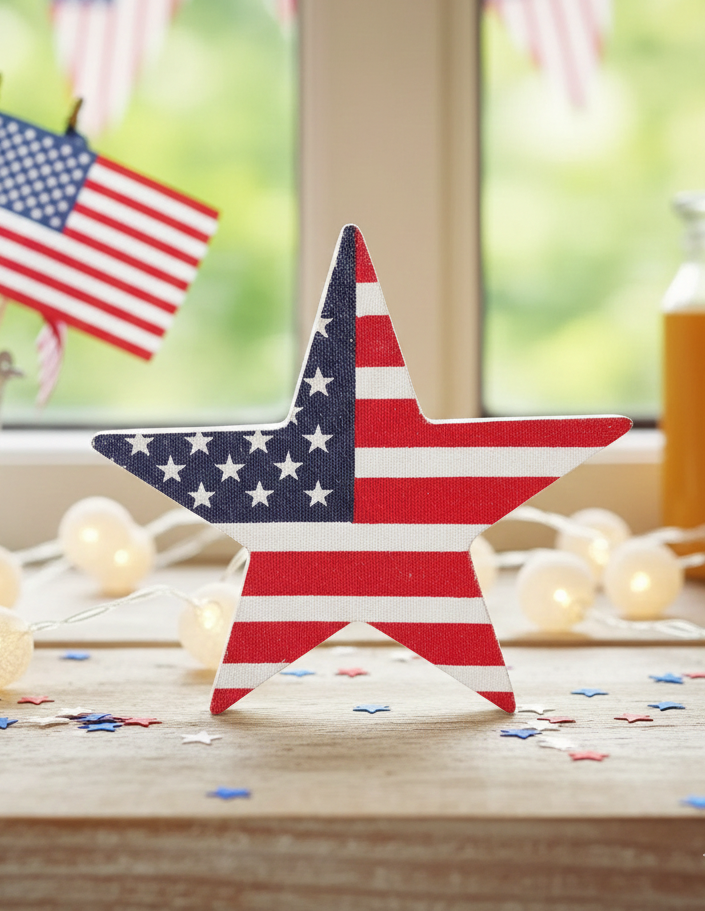 Patriotic Wooden Star Shelf Sitter