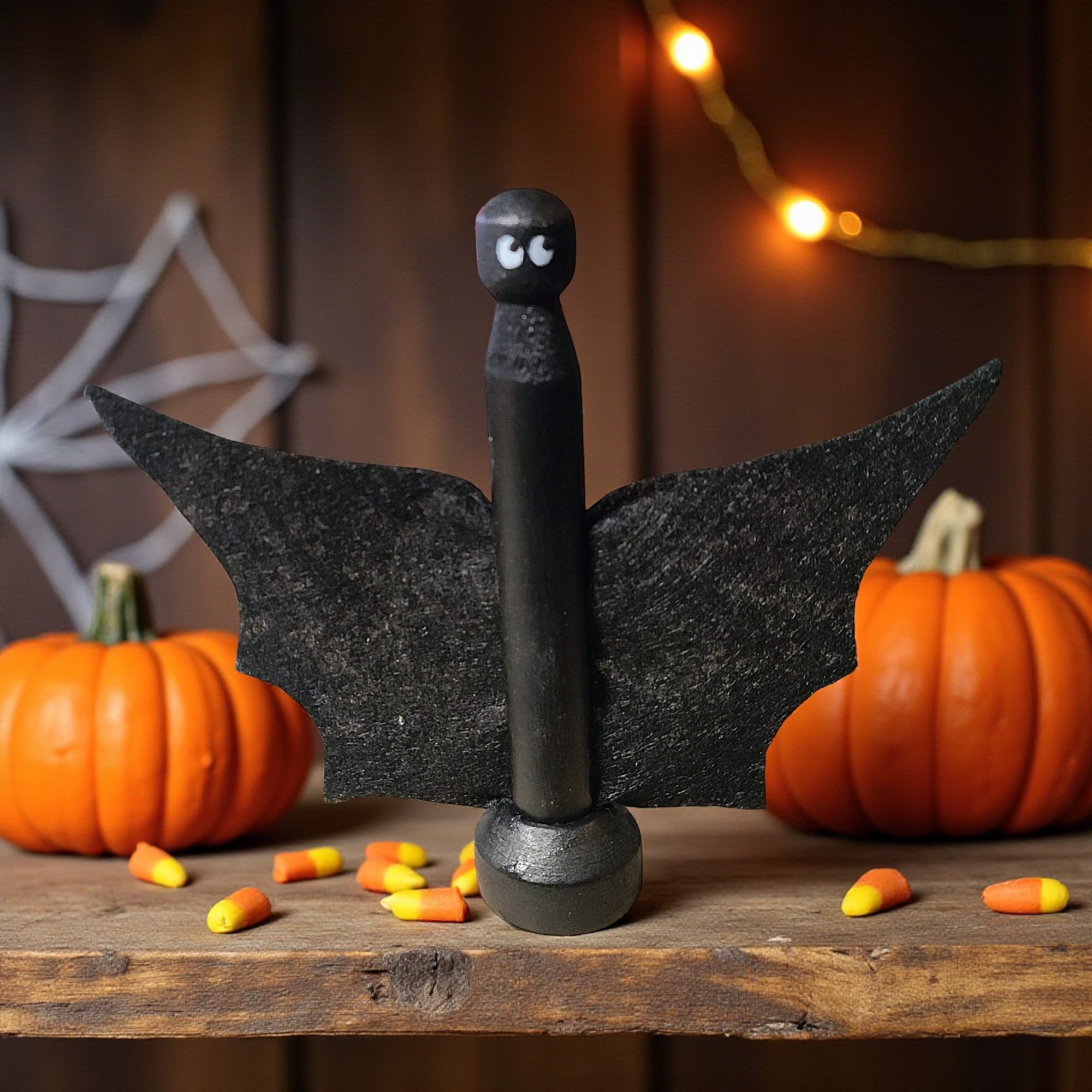 Cute Wooden Clothespin Bat Figurine