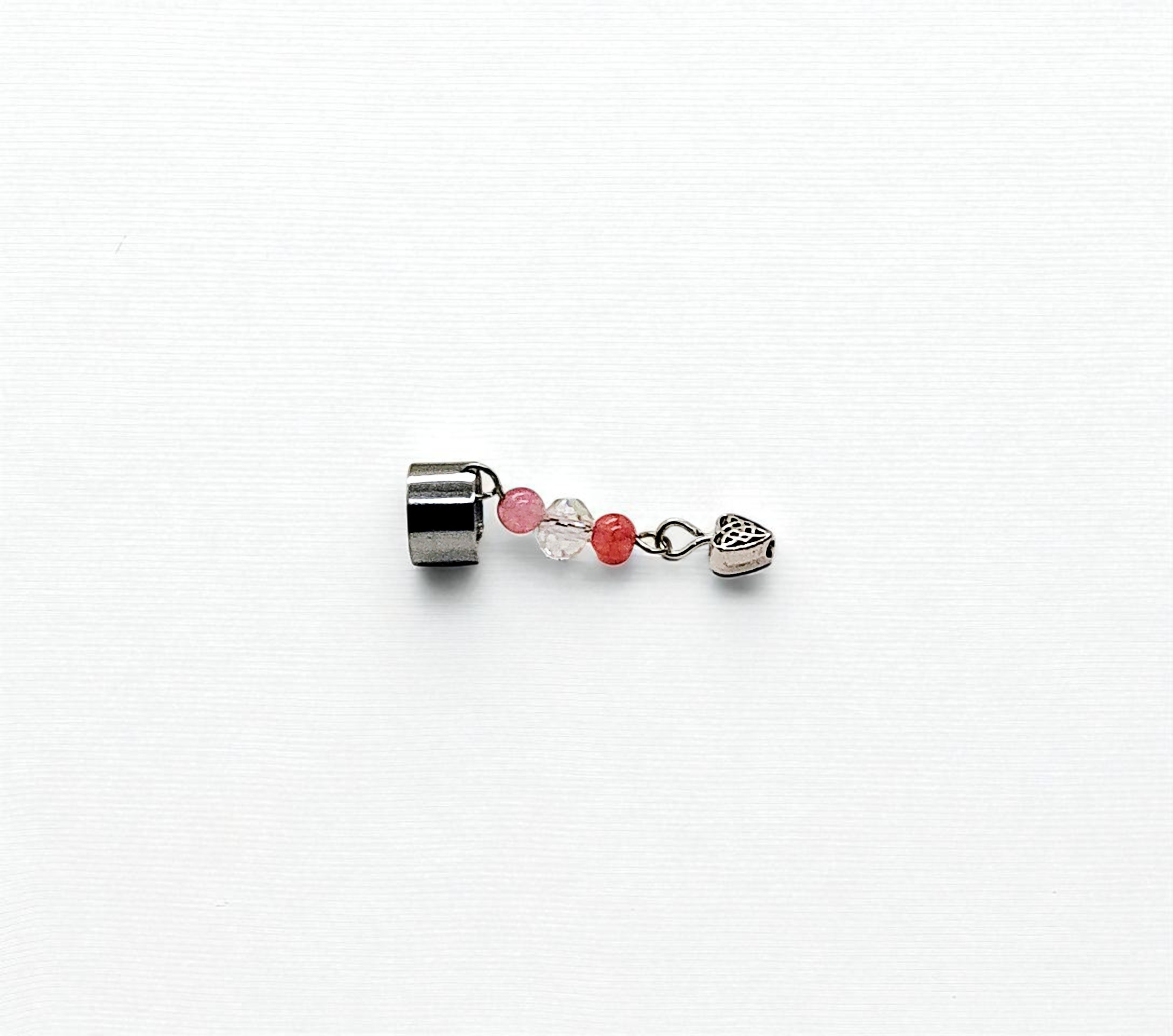 Celtic Heart Ear Cuff with Dangling Gemstones