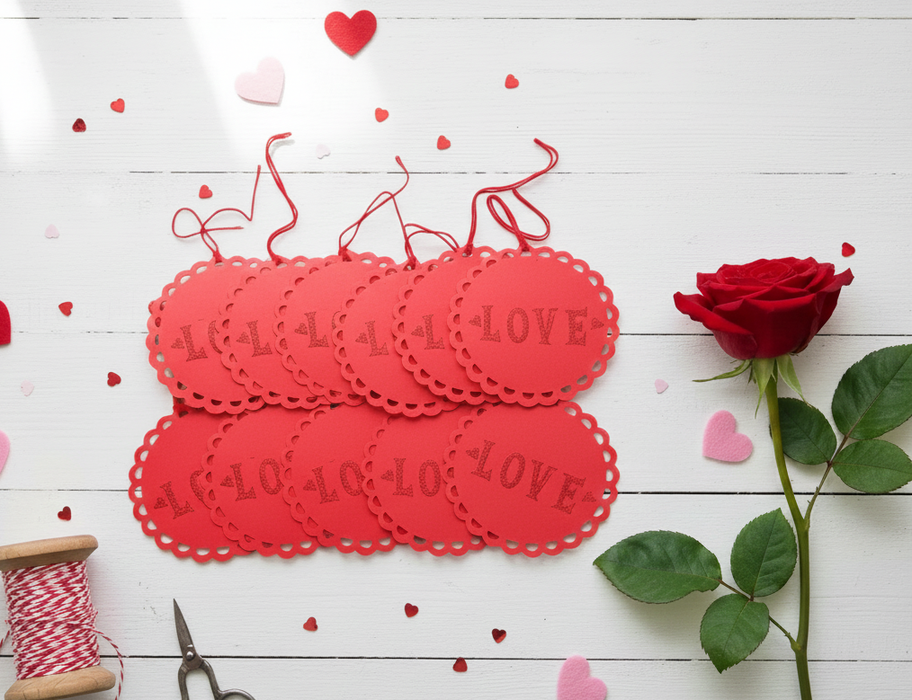 Decorative Doily Love Junk Journal Hanging Gift Tags