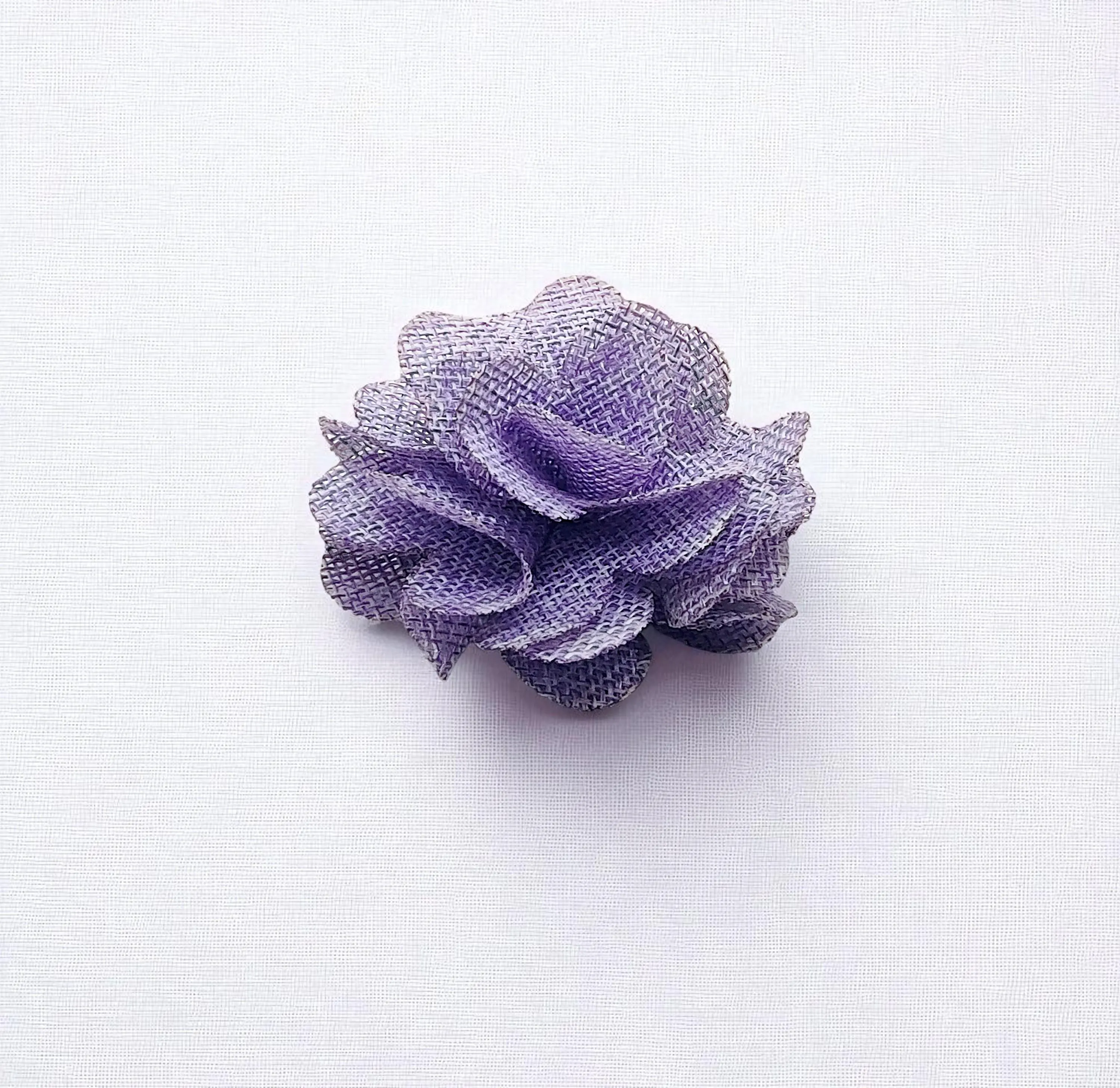 Purple Fabric Floral Hair Barrette Clip 