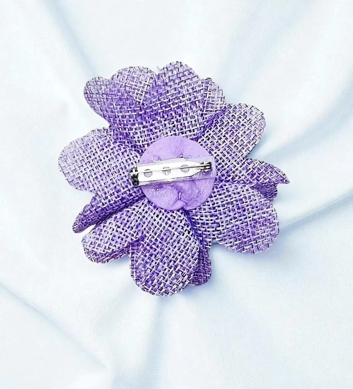 Purple Fabric Floral Brooch Pin 