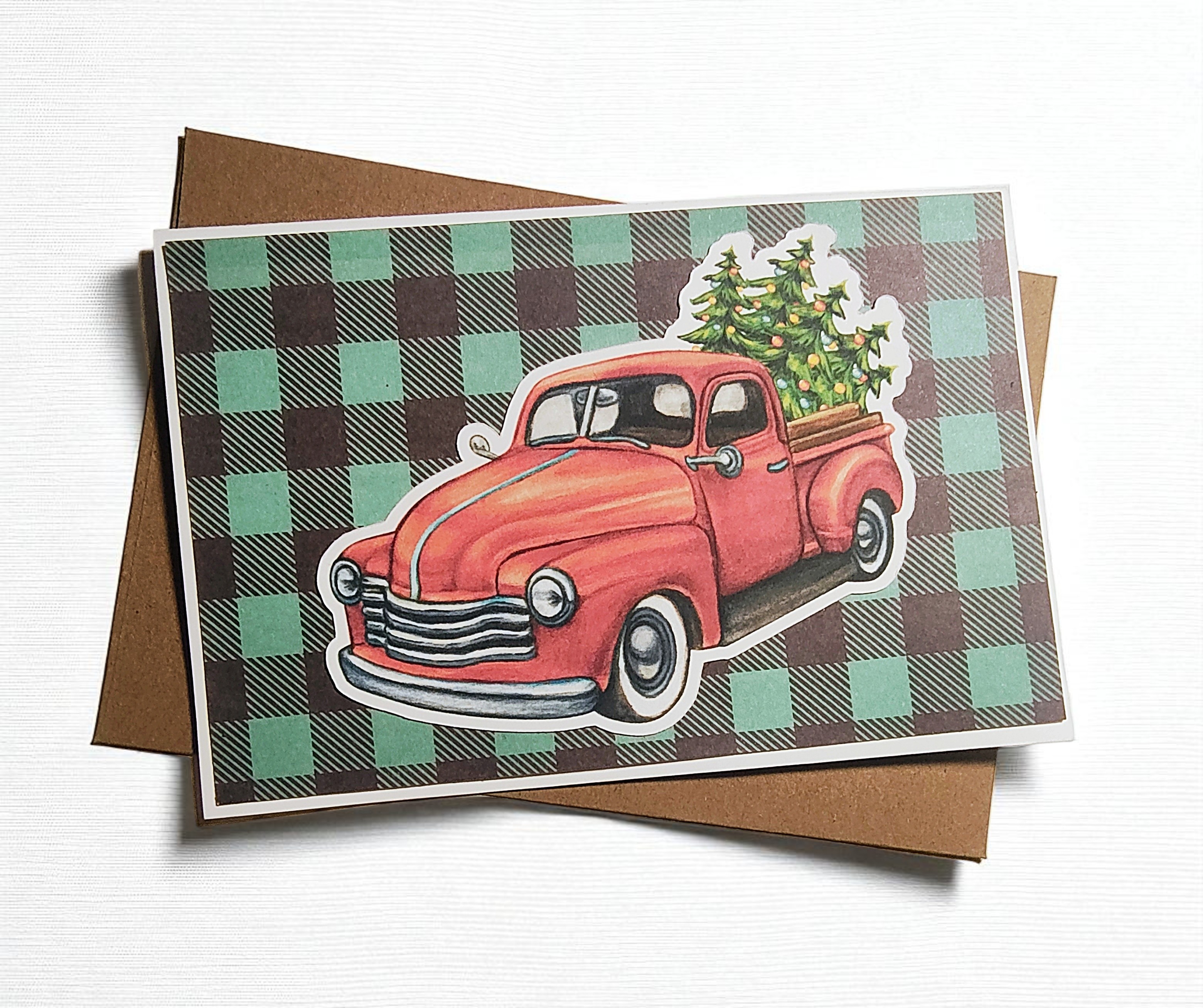 Rustic Pick Up Truck Christmas Greeting Card