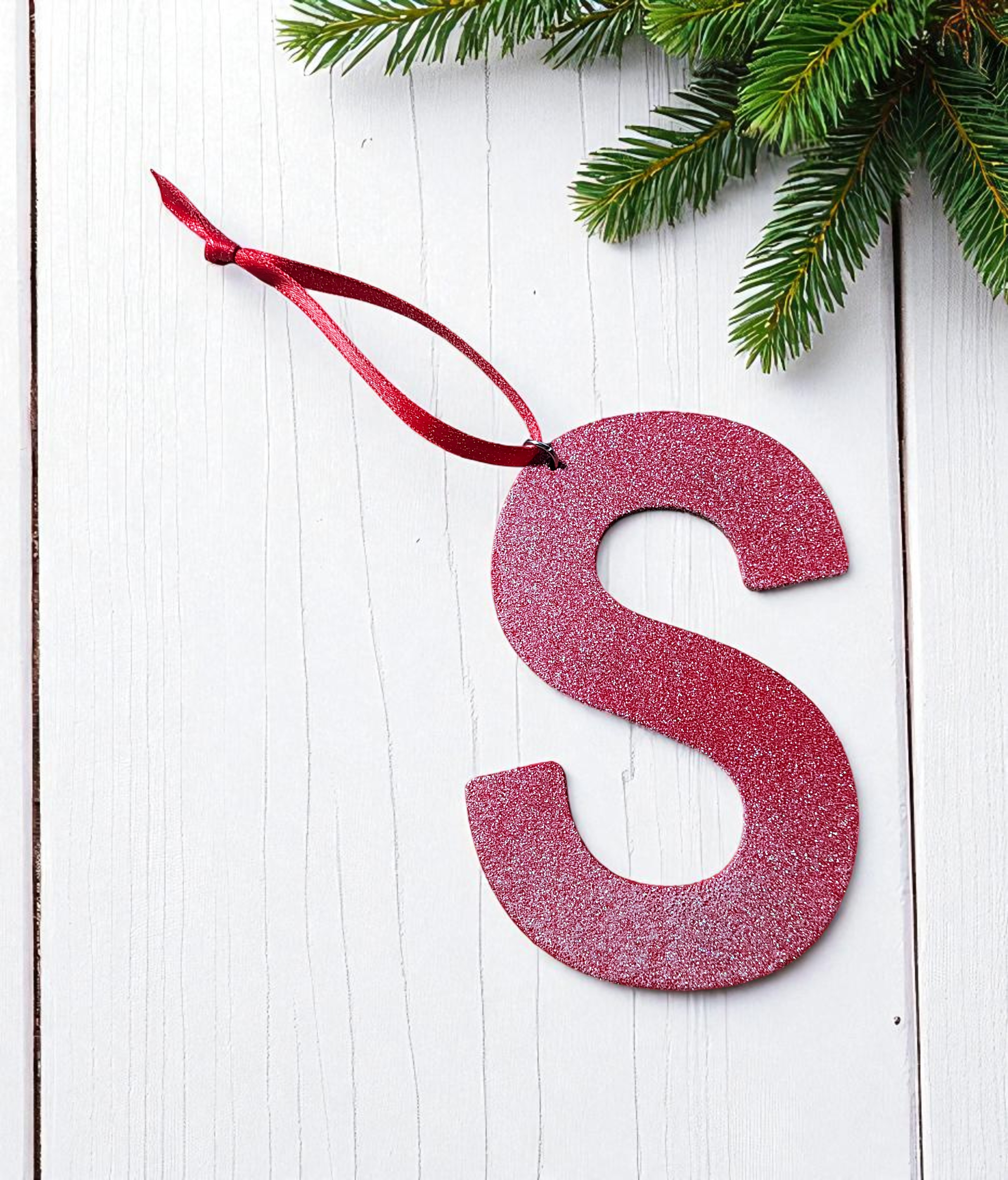 Personalized Wooden Letter Initial S Ornament