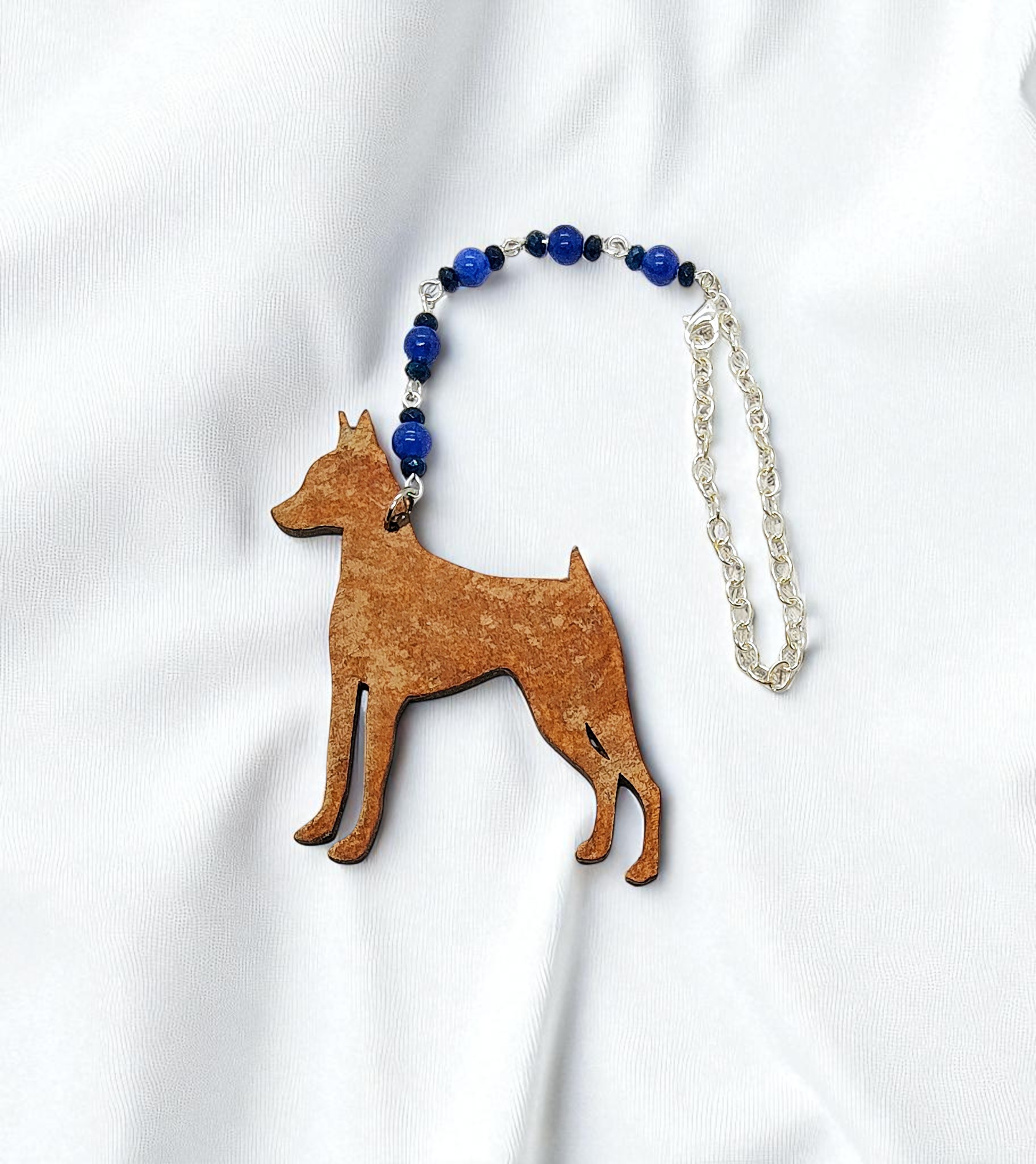 Dog Beaded Gemstone Hanging Rearview Mirror Car Charm
