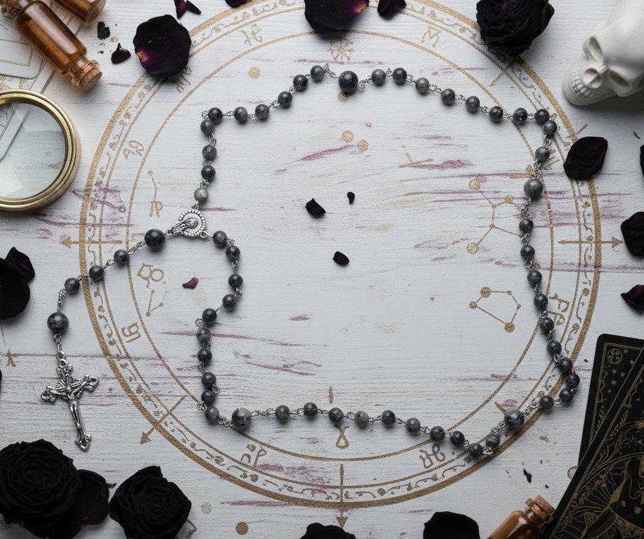 Labradorite Gemstone Rosary Beads Necklace