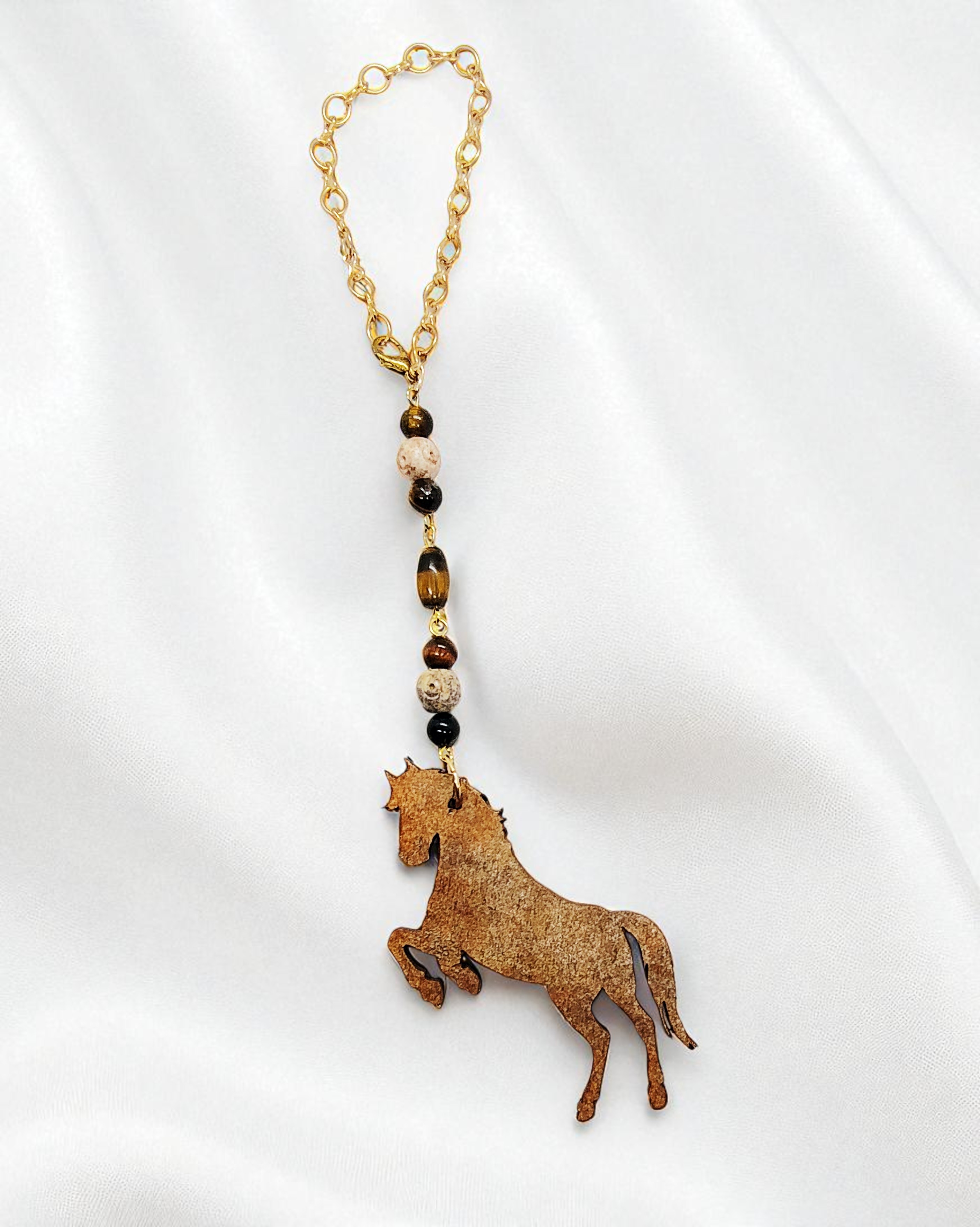 Horse Beaded Gemstone Hanging Rearview Mirror Car Charm