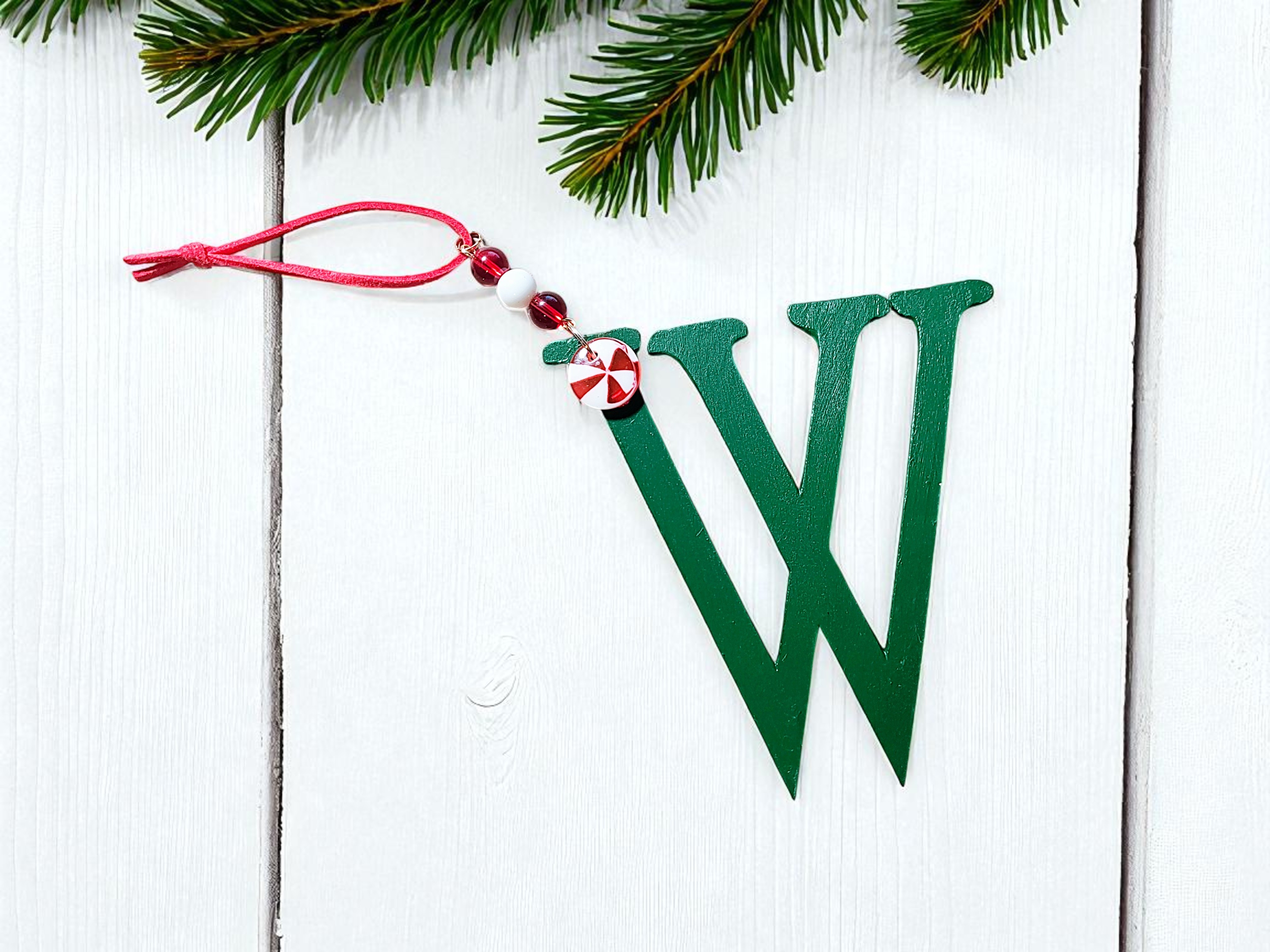 Personalized Wooden Letter Initial W Ornament
