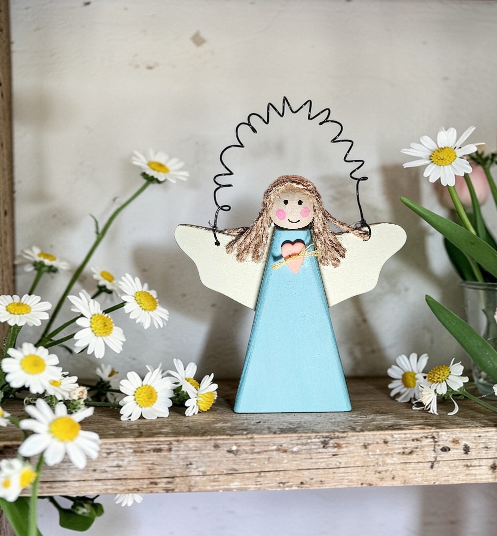 Spring Wooden Love Angel Ornament