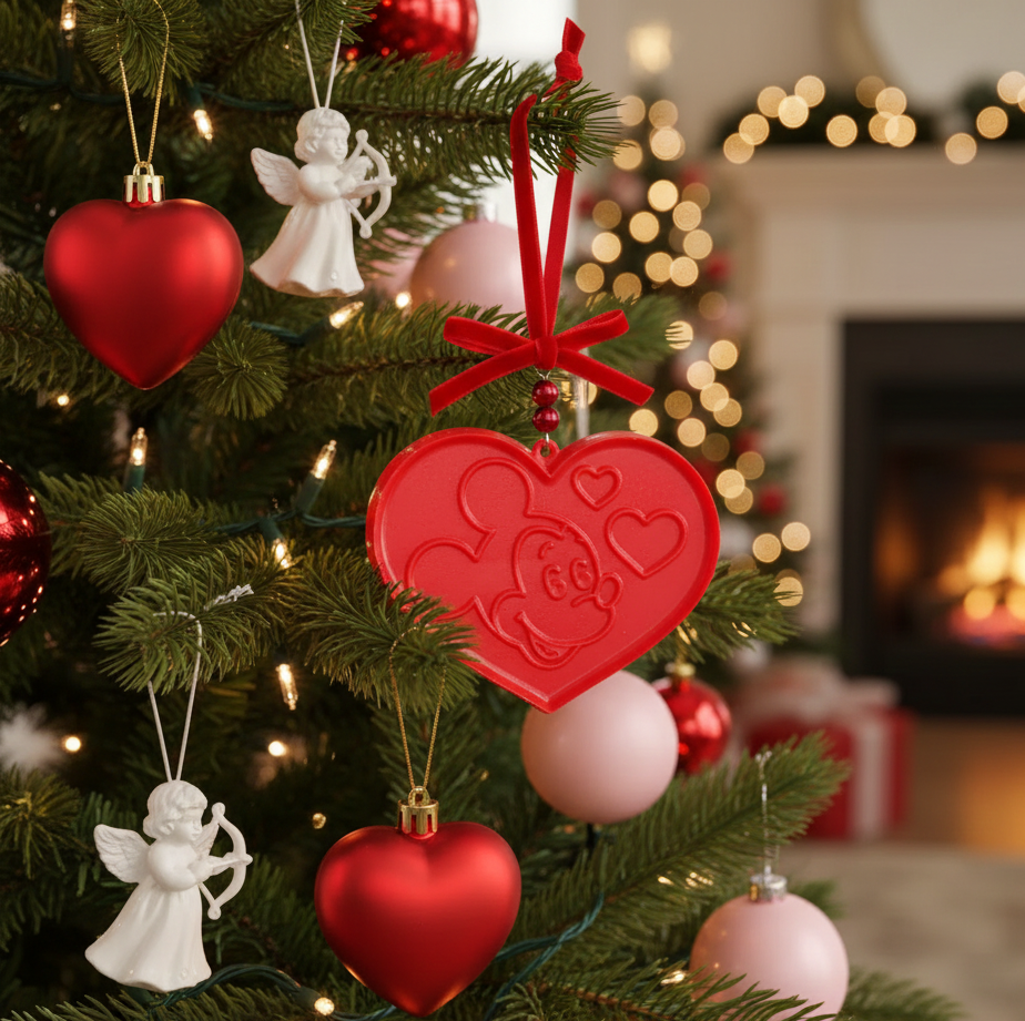 Upcycled Disney Mickey Mouse Heart Shaped Hanging Accent Ornament 