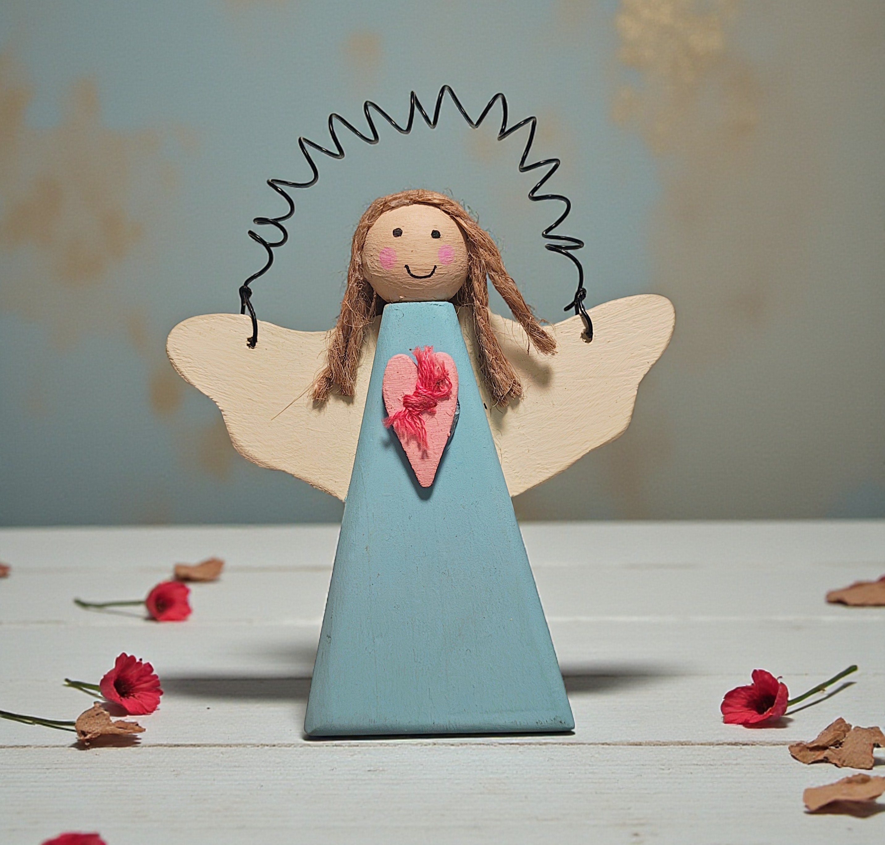 Spring Wooden Love Angel Ornament