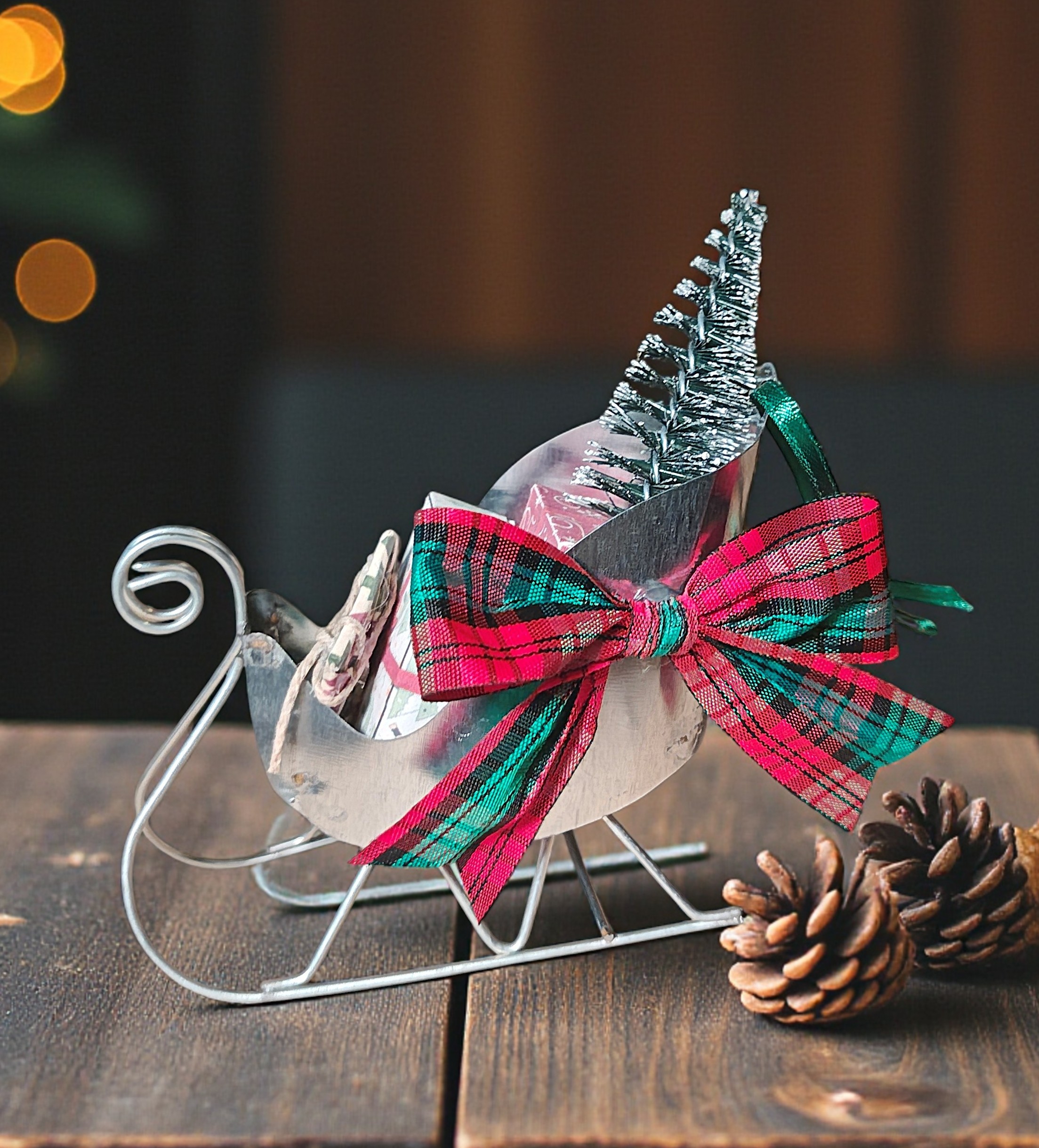 Mini Santa Sleigh Ornament with Gifts