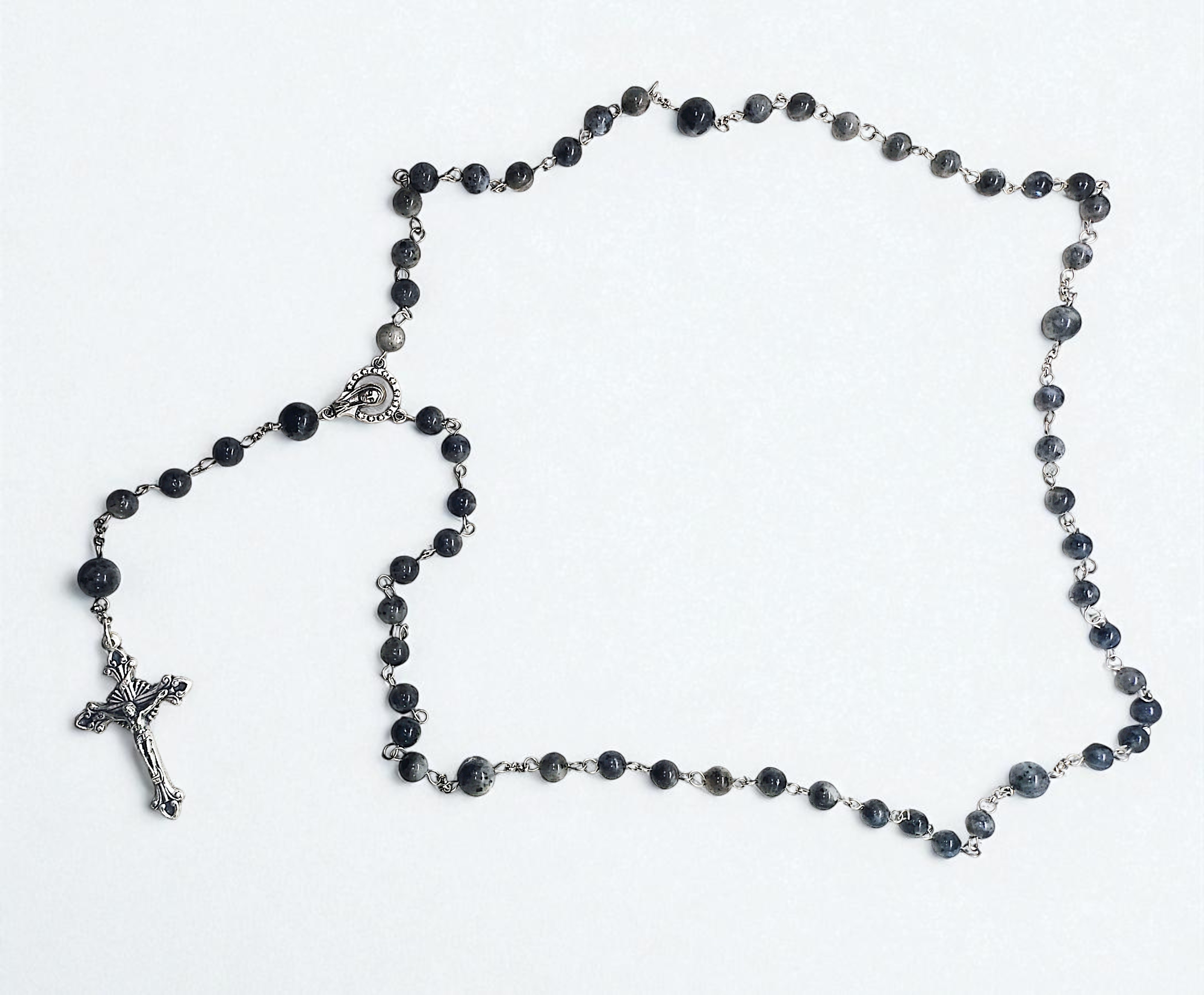 Labradorite Gemstone Rosary Beads Necklace