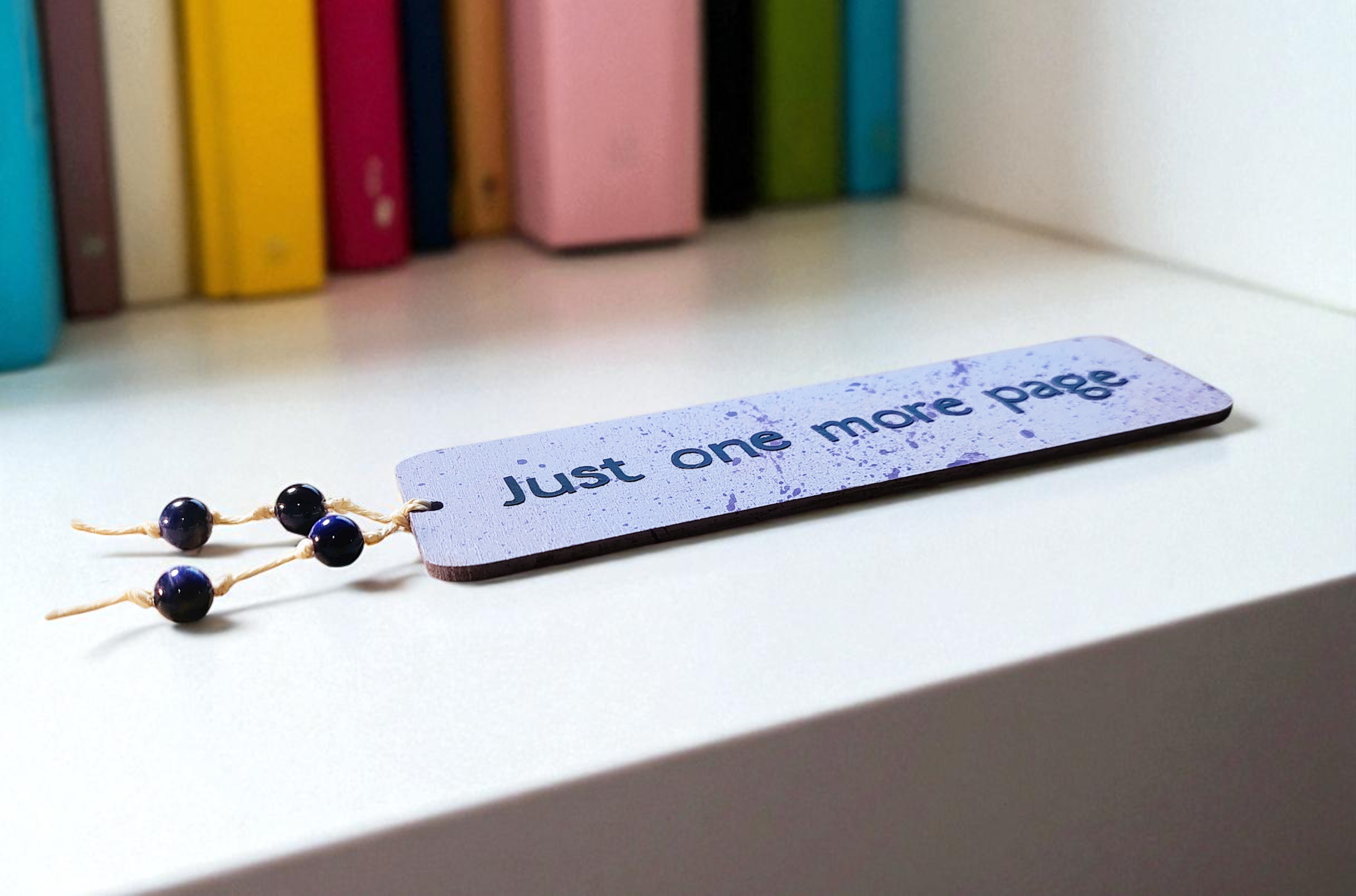 Purple Wooden Just One More Page Bookmark
