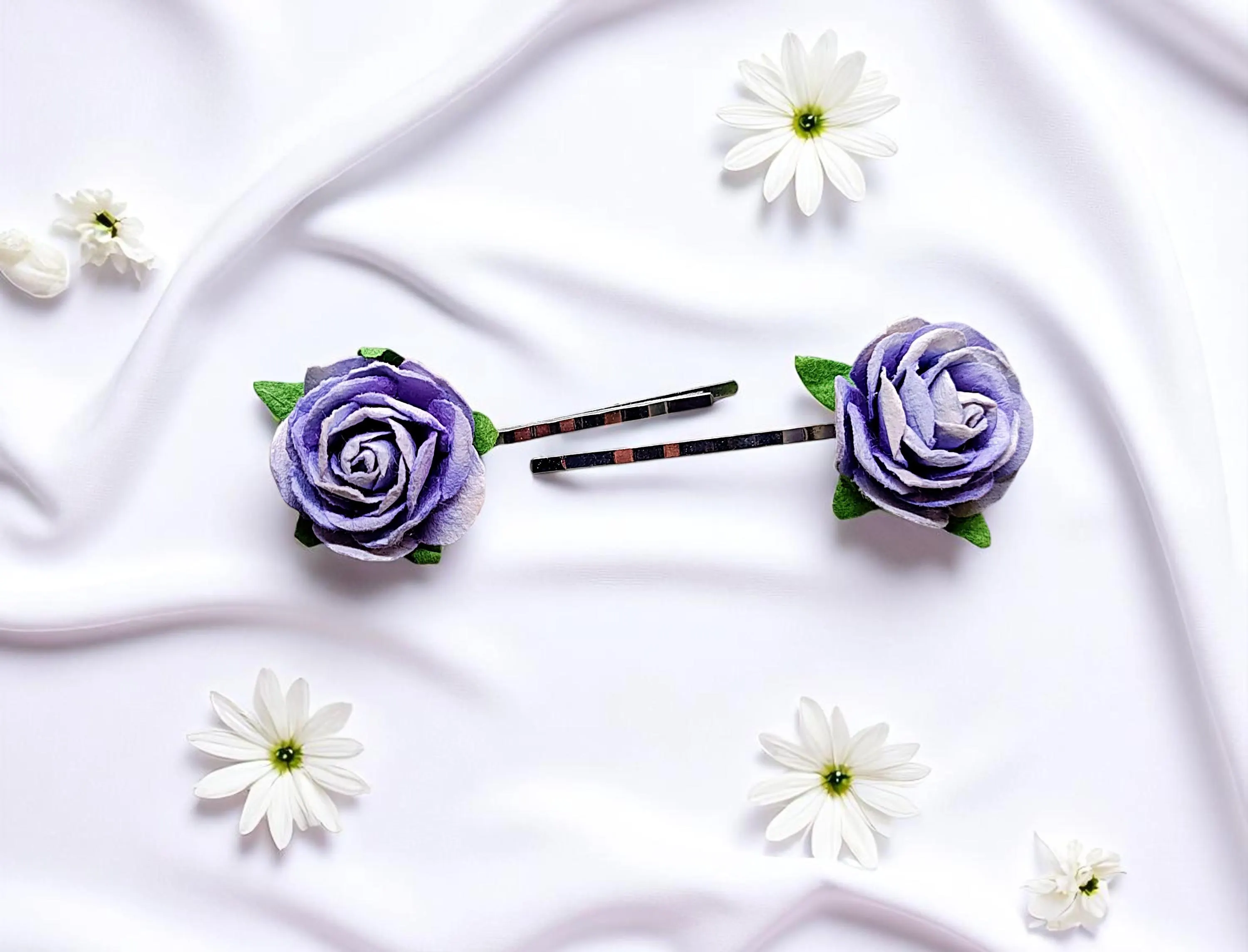 Handmade Purple Lavender Hair Pin Barrette Clip 