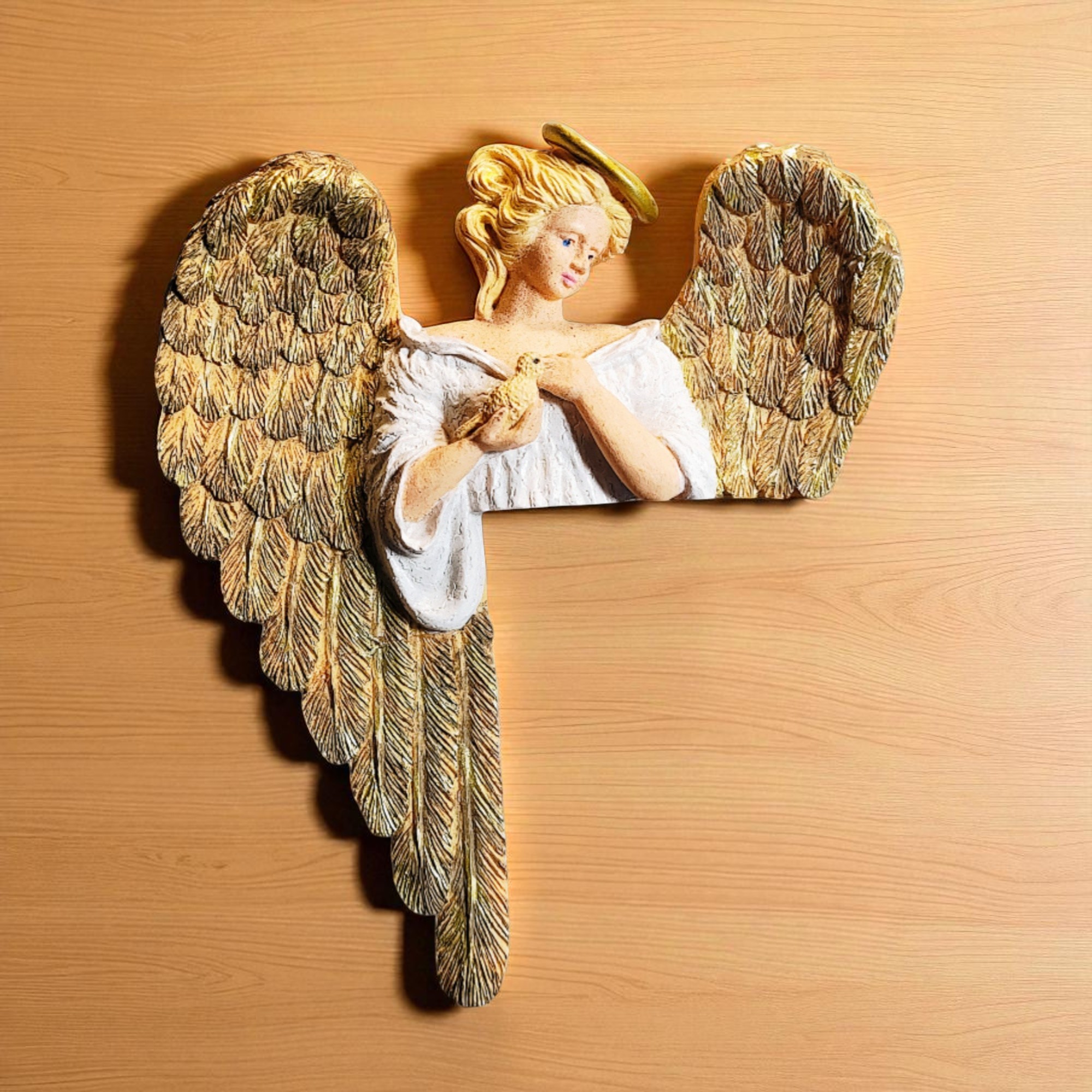 Hand Painted Angel with Bird Top of Door Frame Sitter 