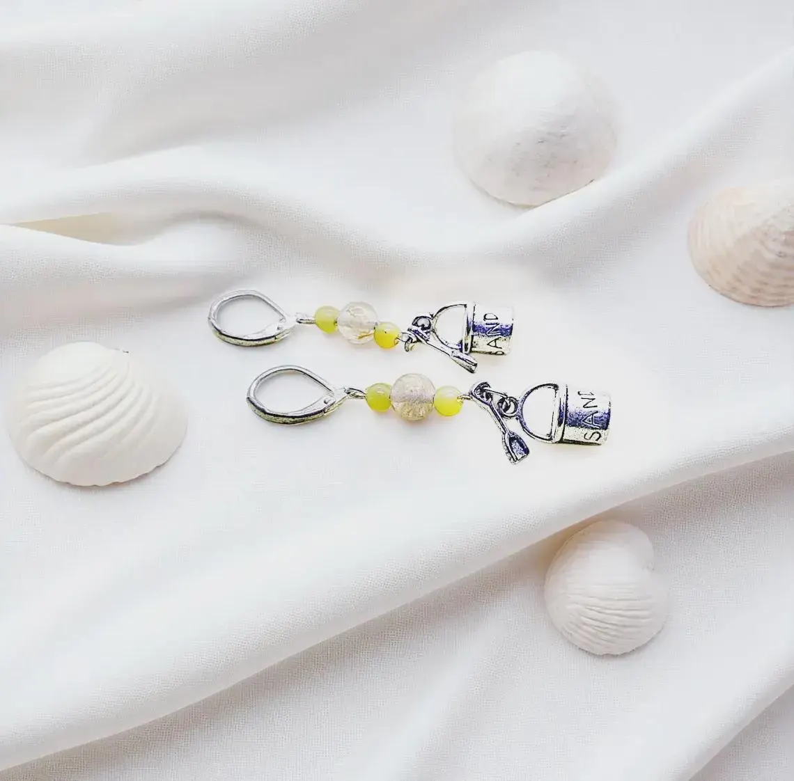 Summer Sand Bucket Gemstone Dangle Earrings 