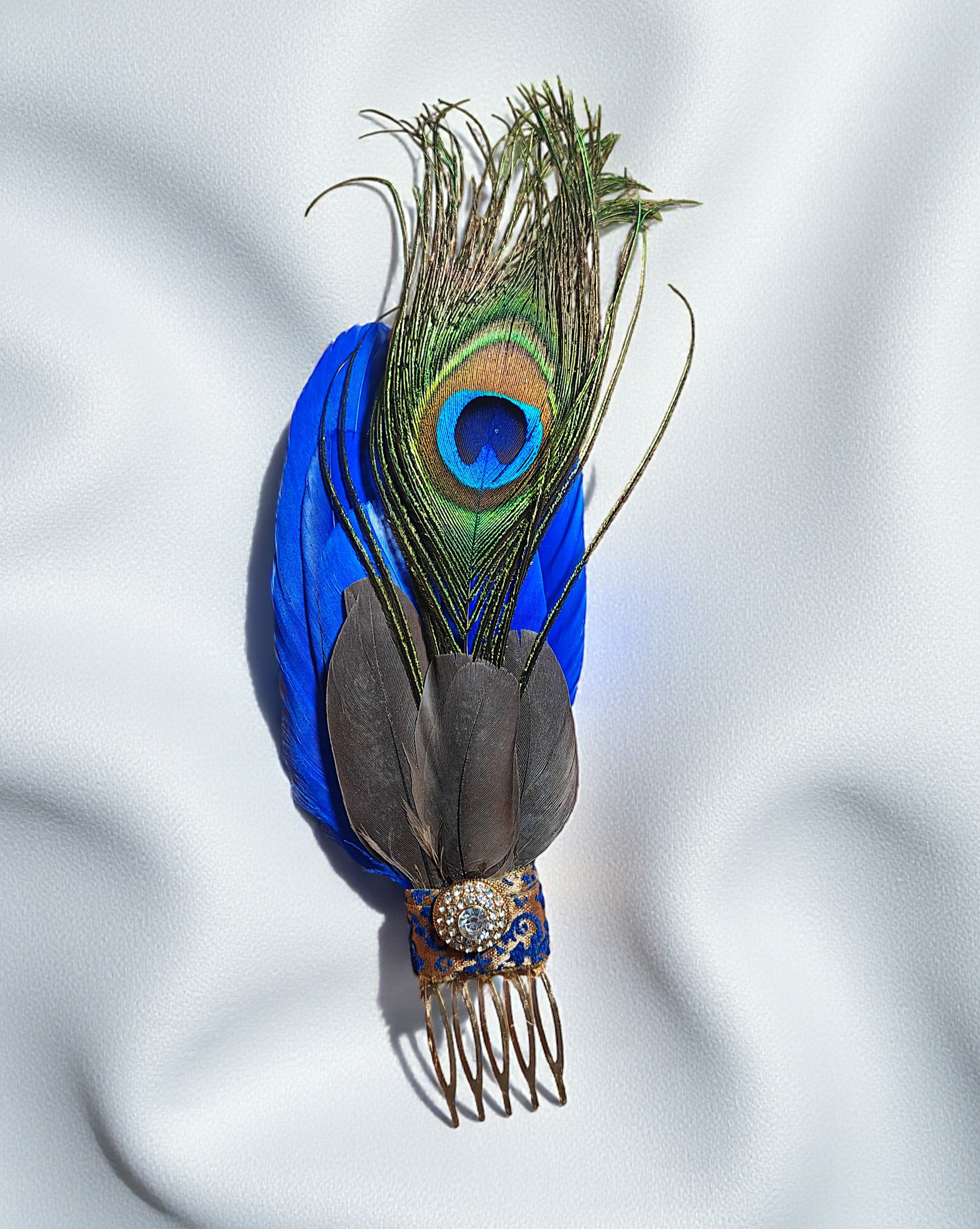 Rhinestone Feather Hair Comb