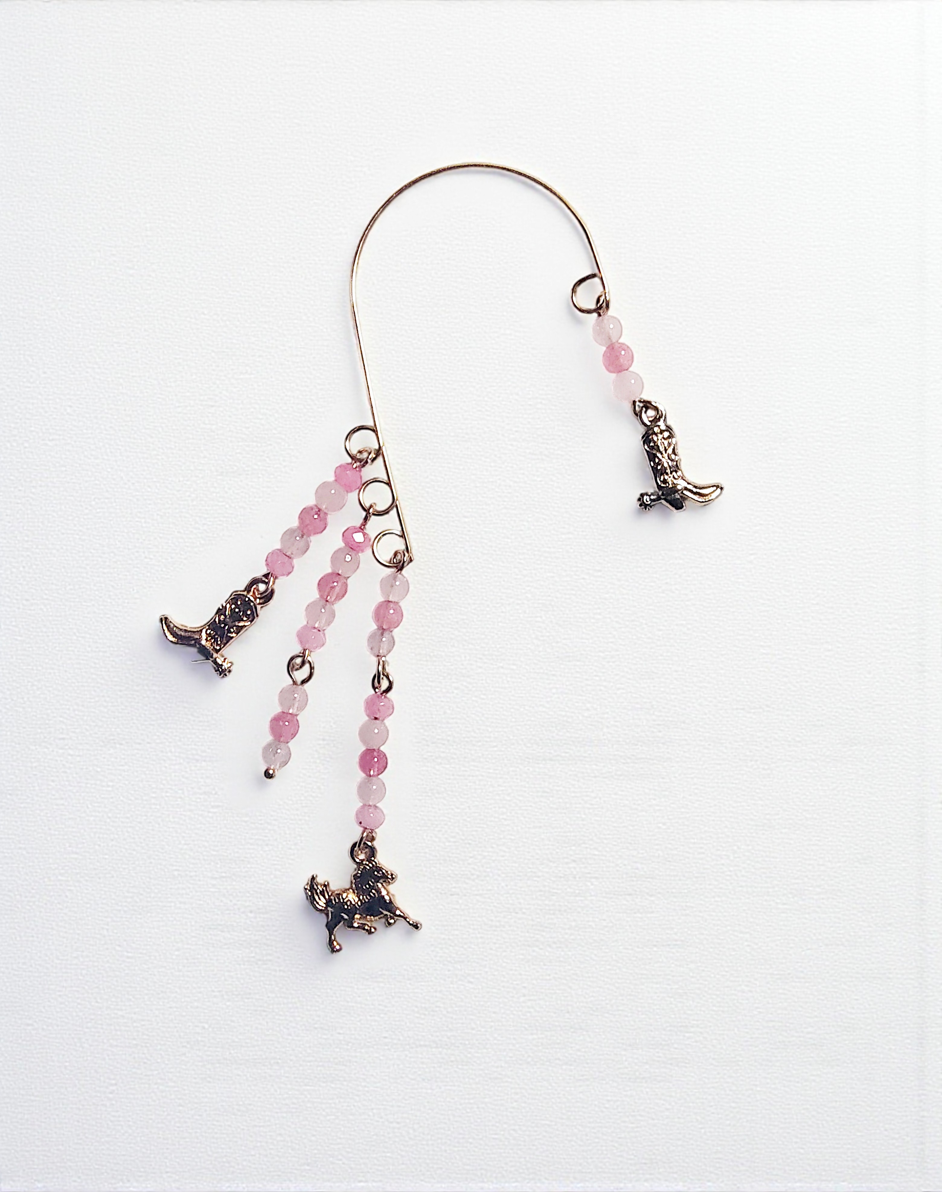 Gold Cowgirl Themed & Pink Gemstone Ear Cuff Wrap