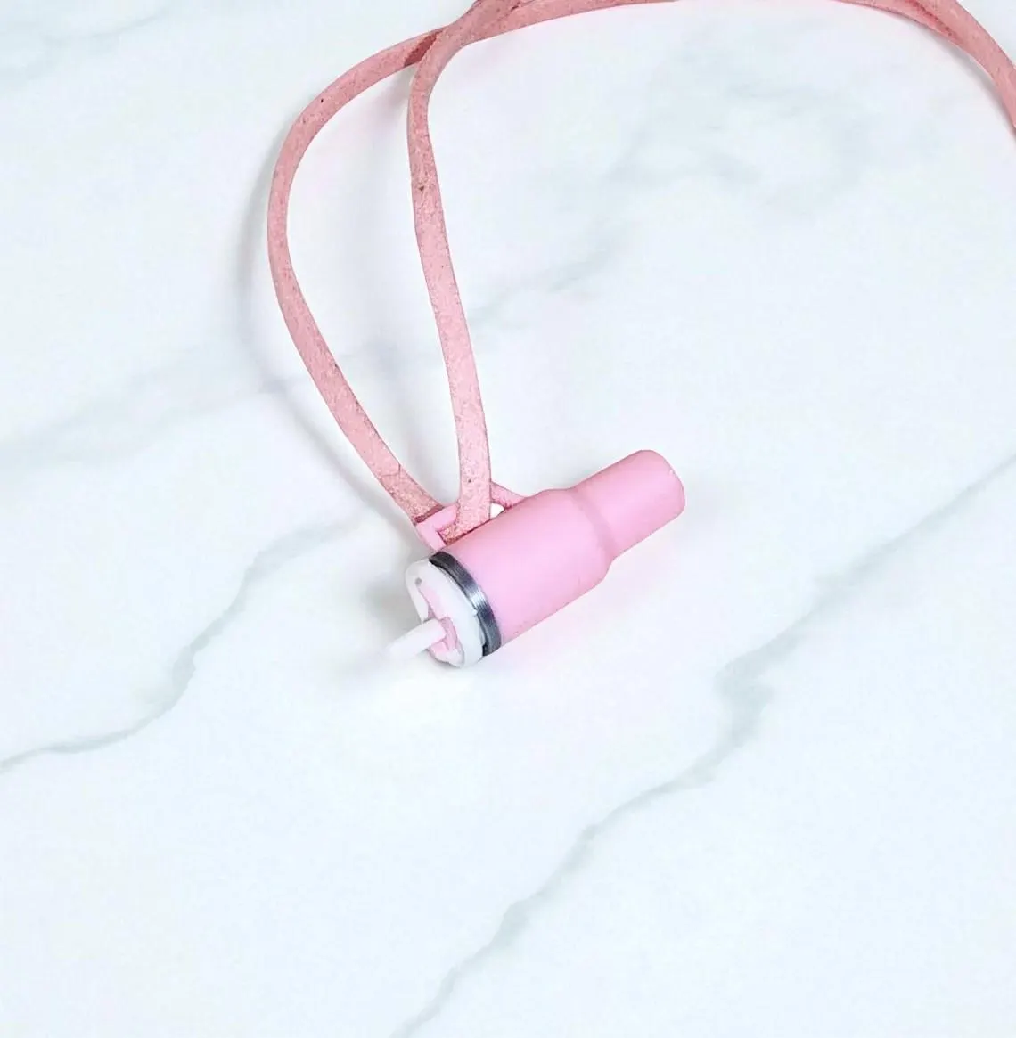 Mini Pink Tumbler Charm Suede Cord Necklace