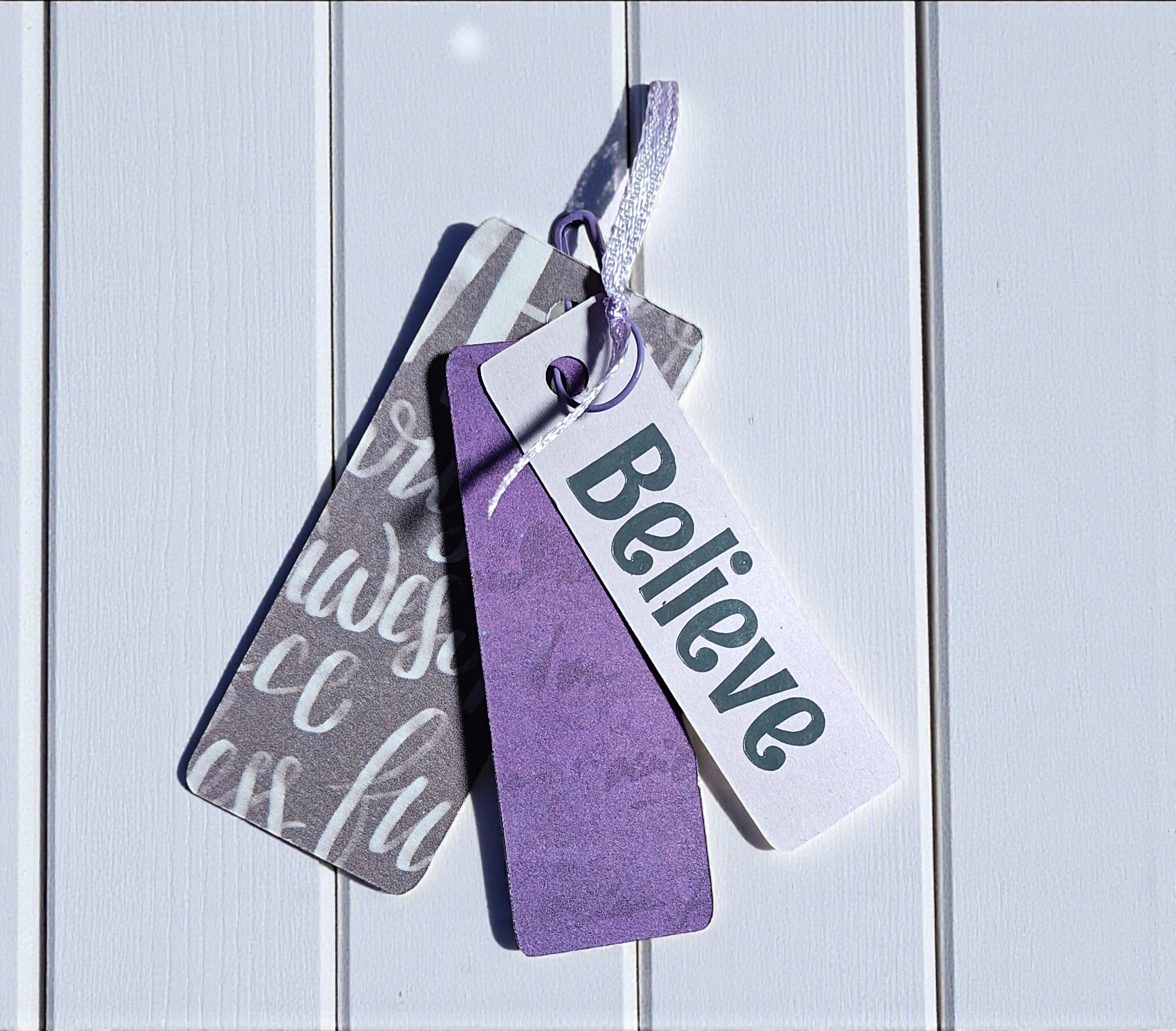 Inspirational Shabby Chic Purple Junk Journal Tags Ephemera - Set of 5