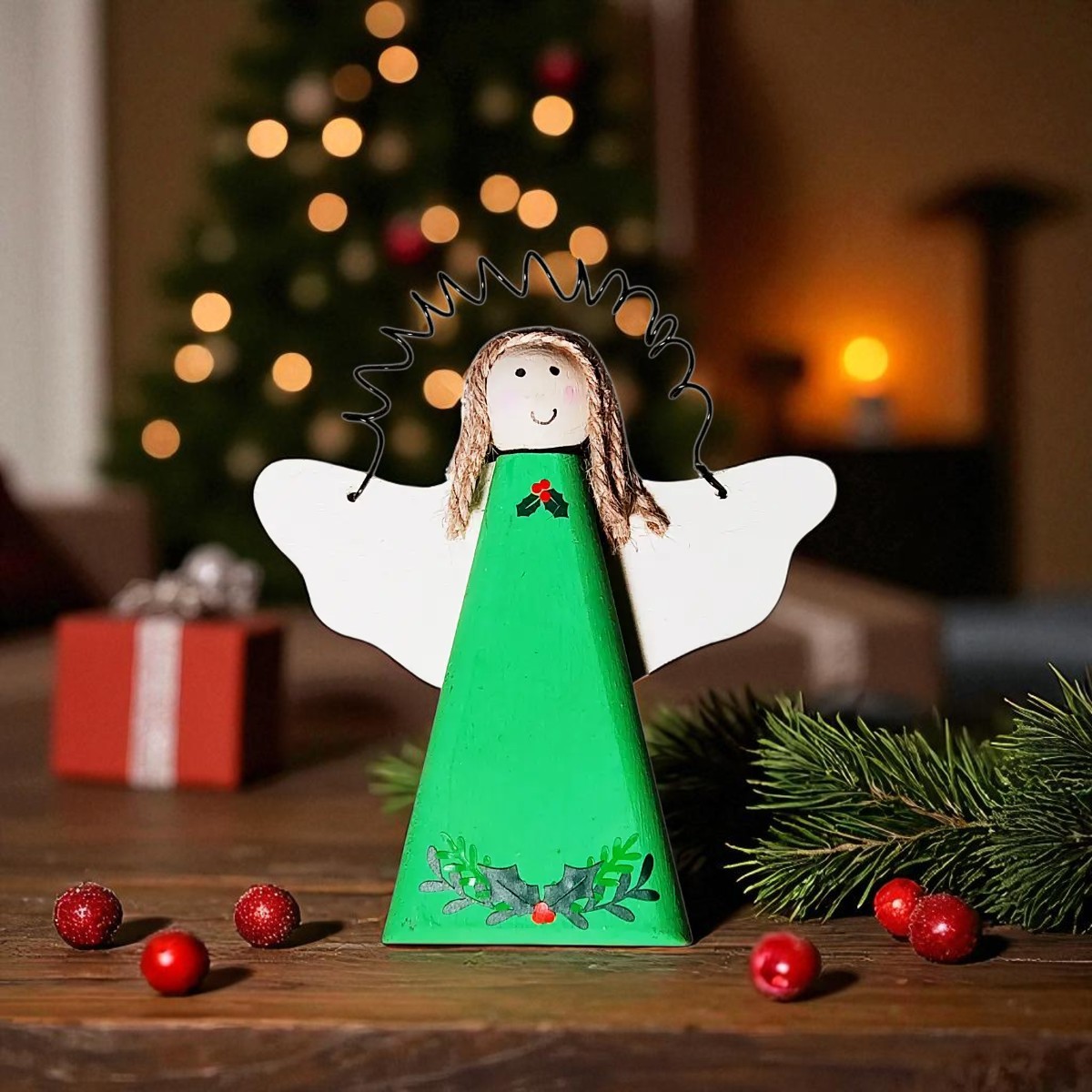 Holiday Wooden Angel Ornament