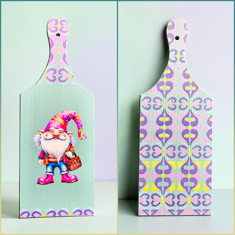 Whimsical Gnome Decorative Wooden Cutting Board