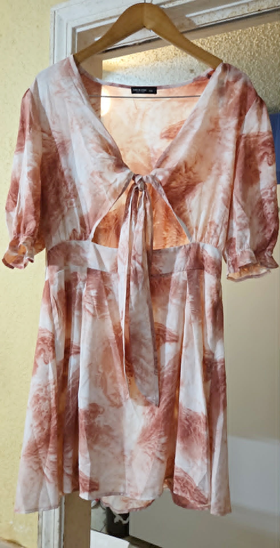 SHEIN Curve Women's 0XL Blush Pink Tie-Front Mini Dress