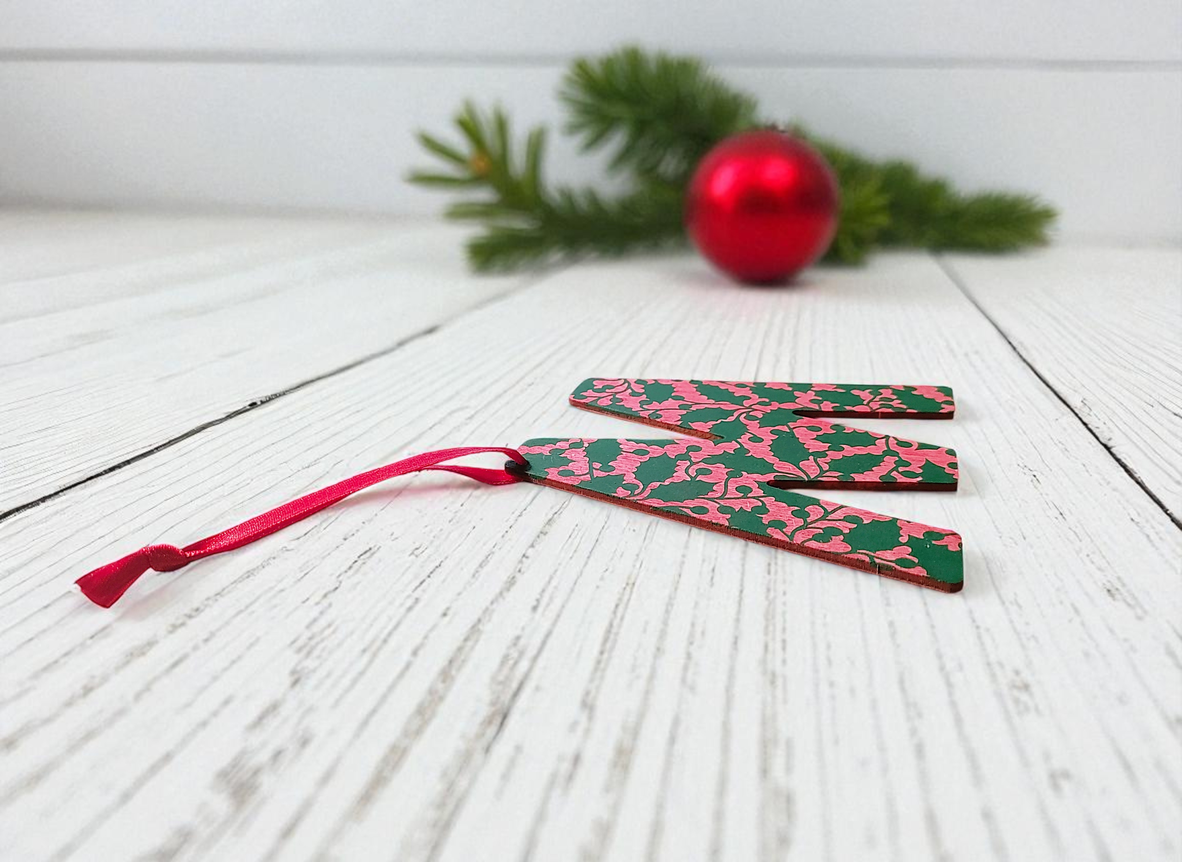 Personalized Wooden Letter Initial M Ornament