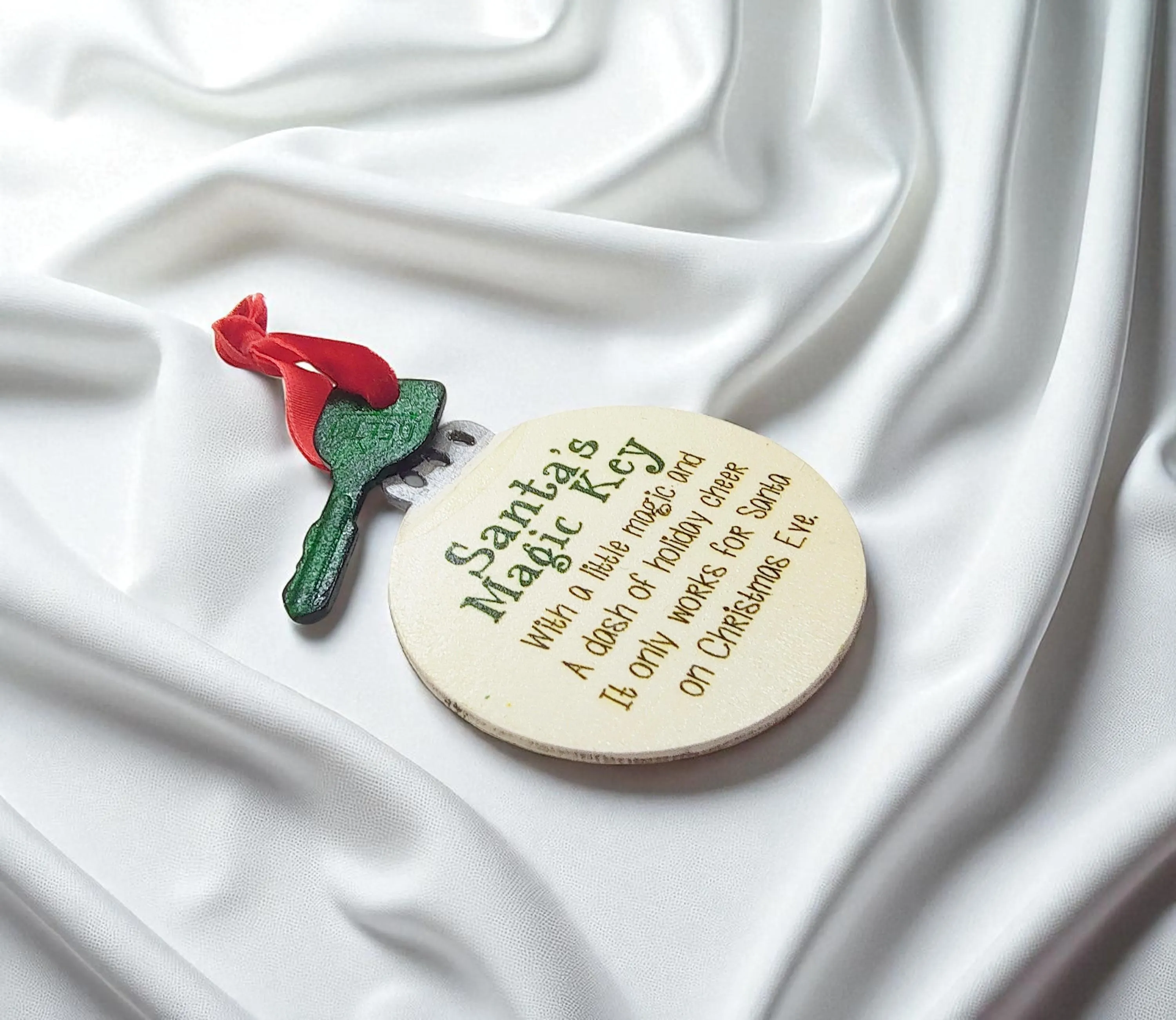 Hand-crafted Santa's Magic Key Ornament - House with No Chimney