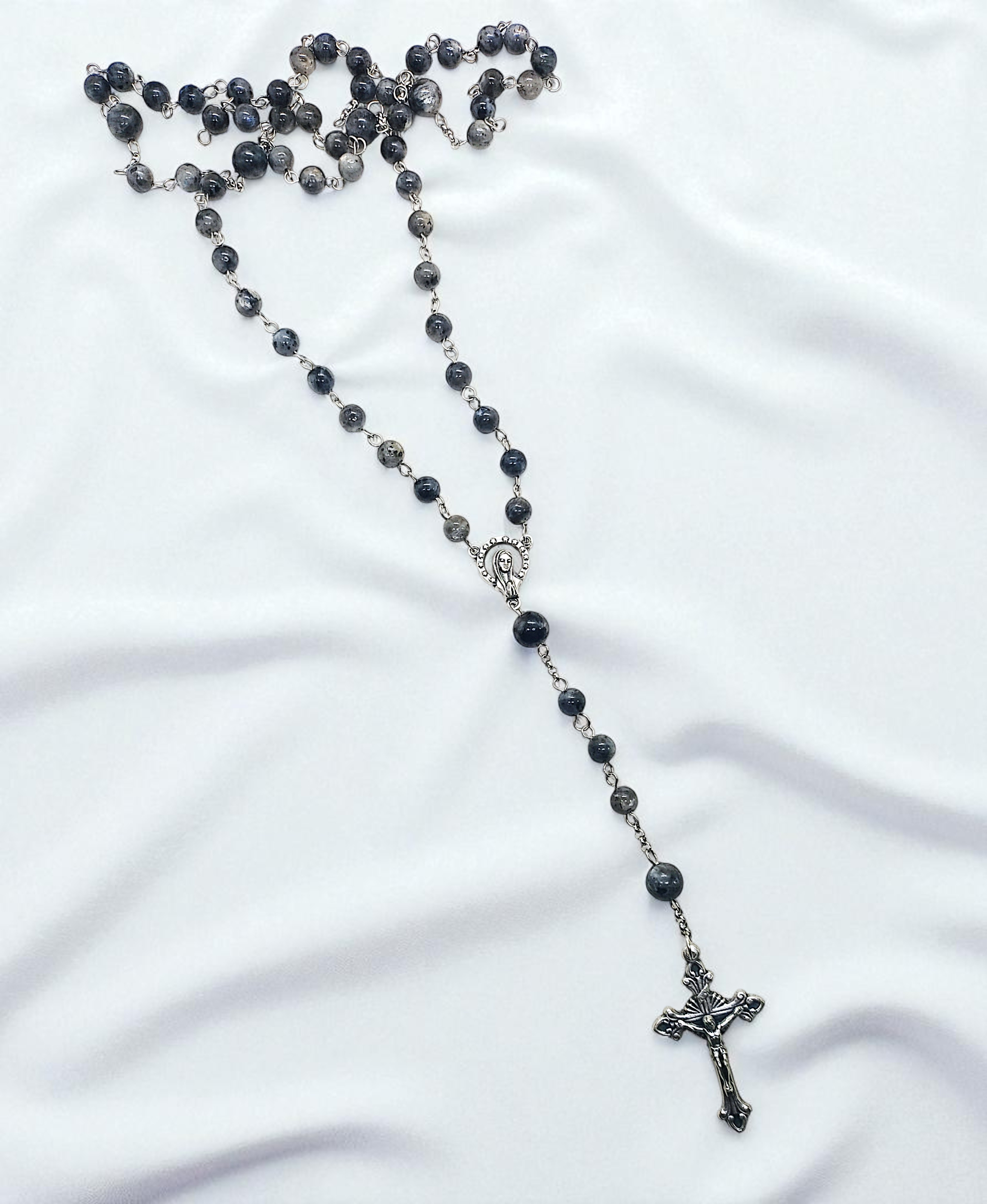 Labradorite Gemstone Rosary Beads Necklace