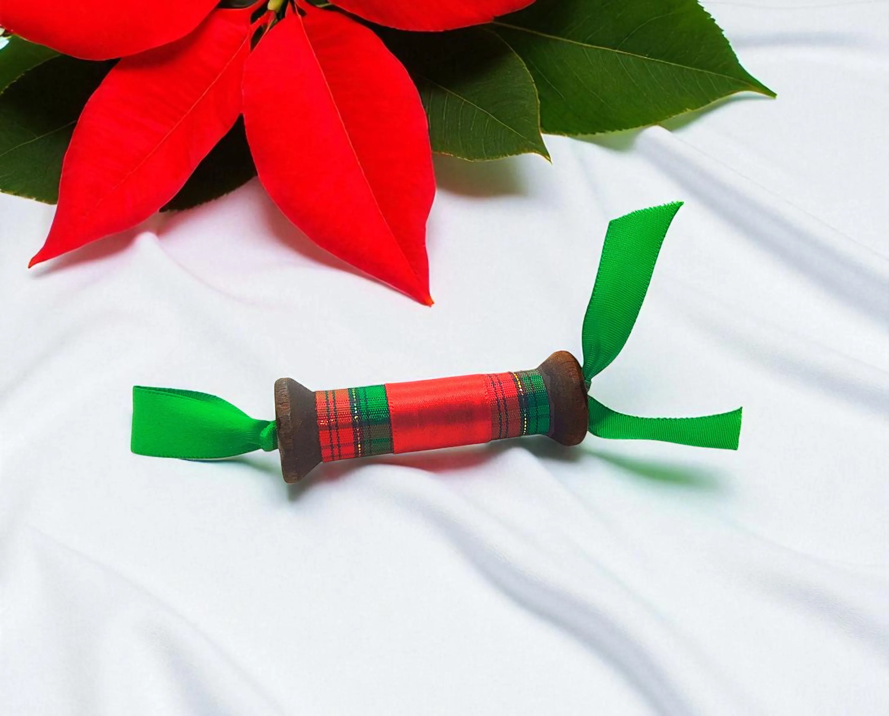 Festive Wooden Spool Christmas Ornament 