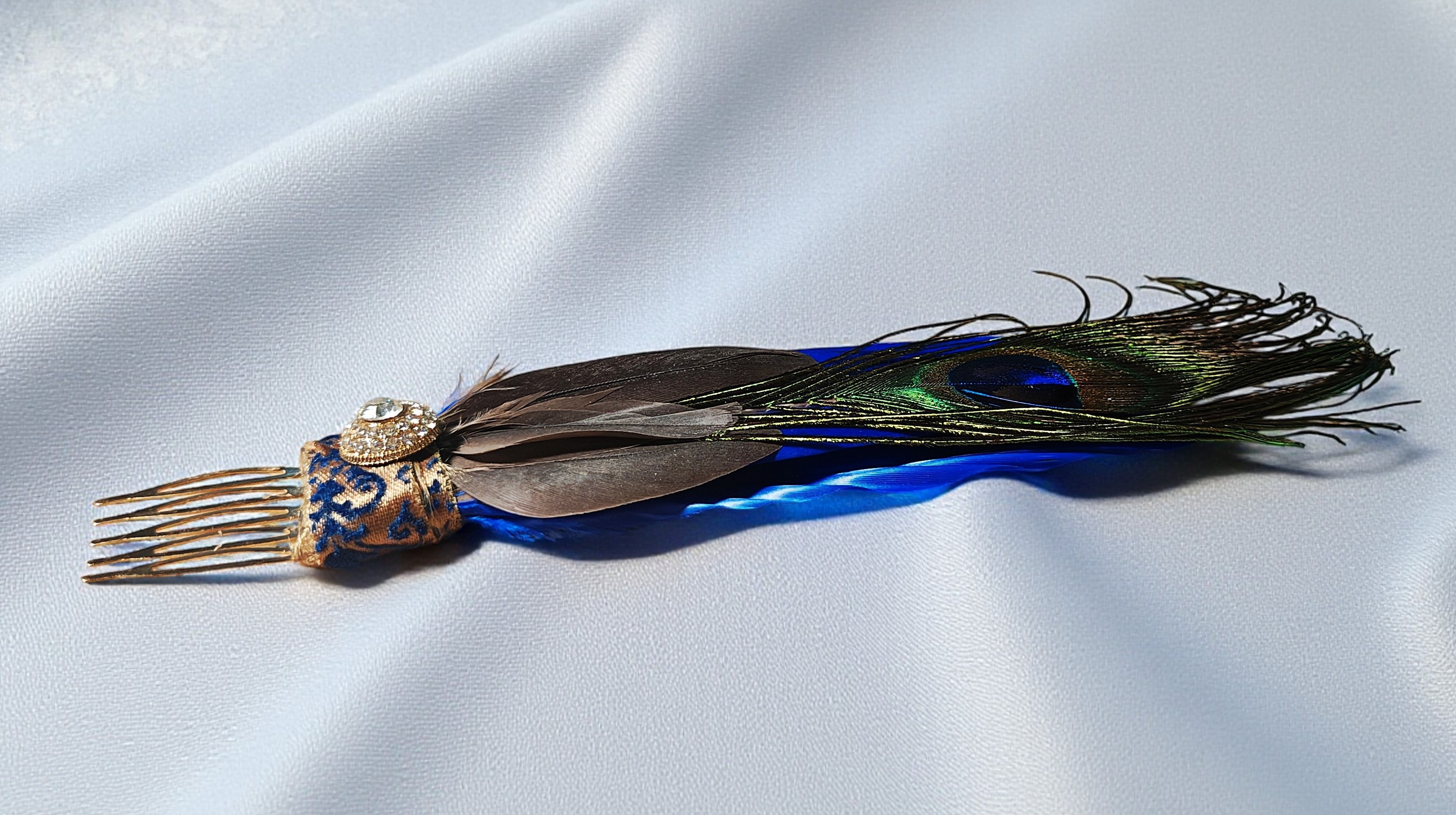 Rhinestone Feather Hair Comb