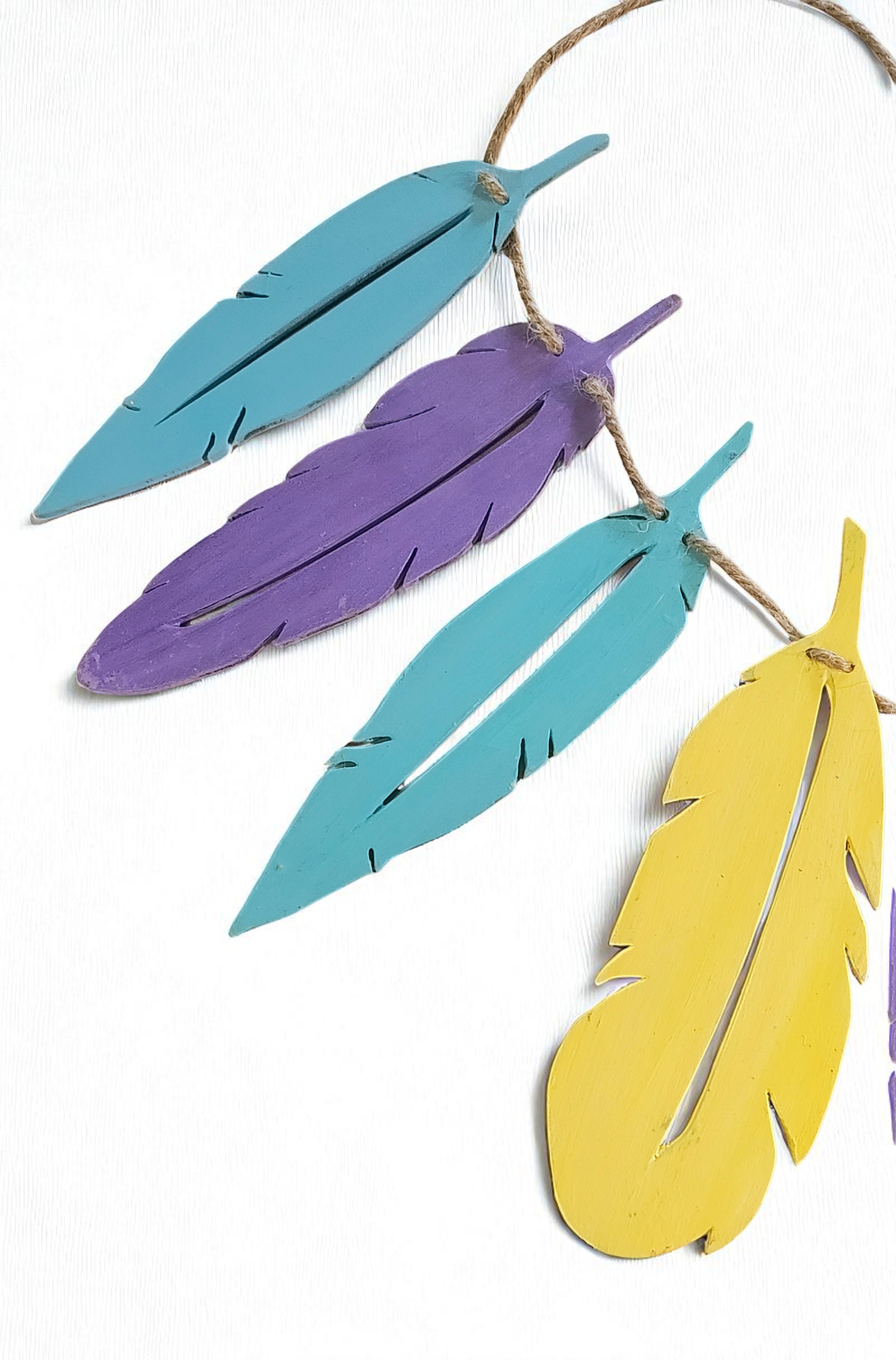 Colorful Wooden Feather Flag Banner 
