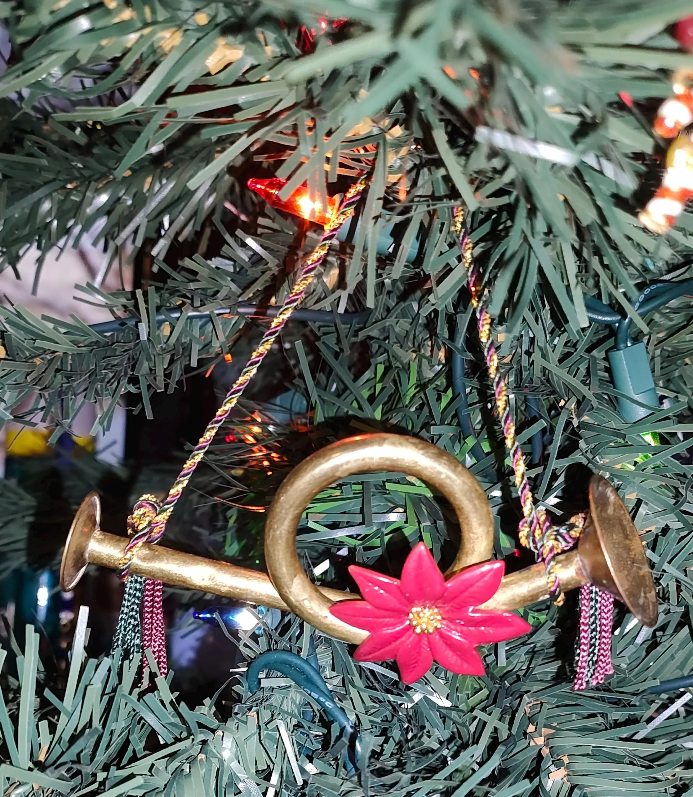 Upcycled Mini Trumpet Christmas Ornament 
