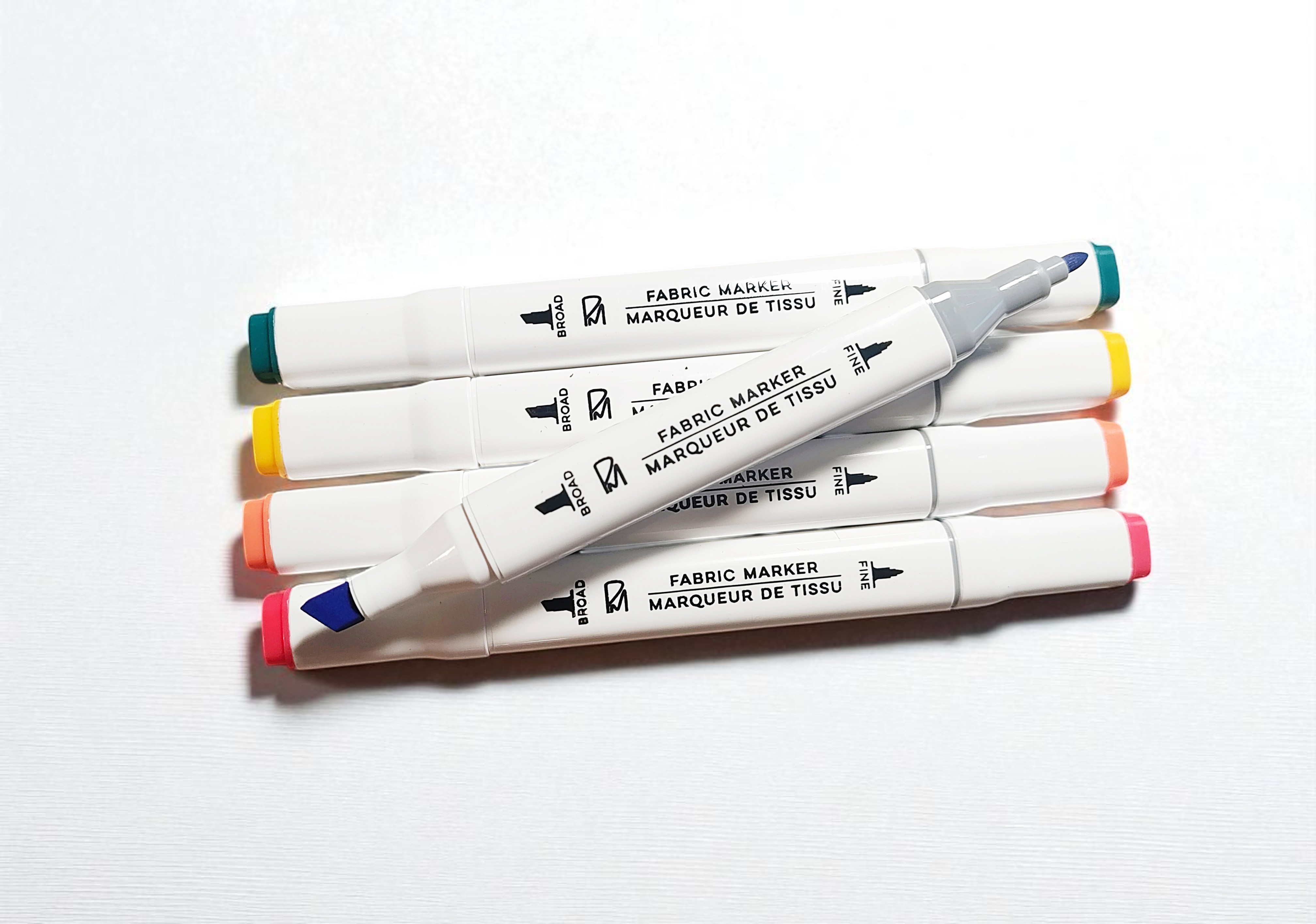 PrimeArt Fabric Markers, Fine & Broad Tips, Neon Colors