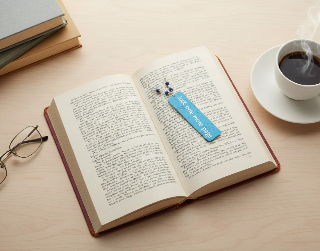 Wooden Just One More Page Bookmark