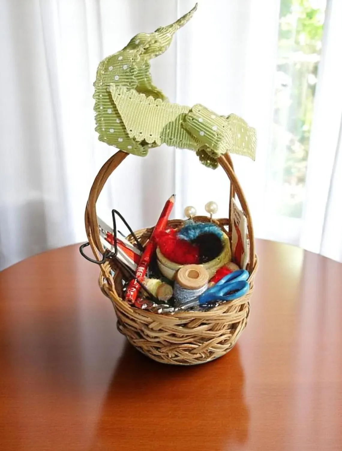 Mini Craft Supply Wicker Basket Ornament