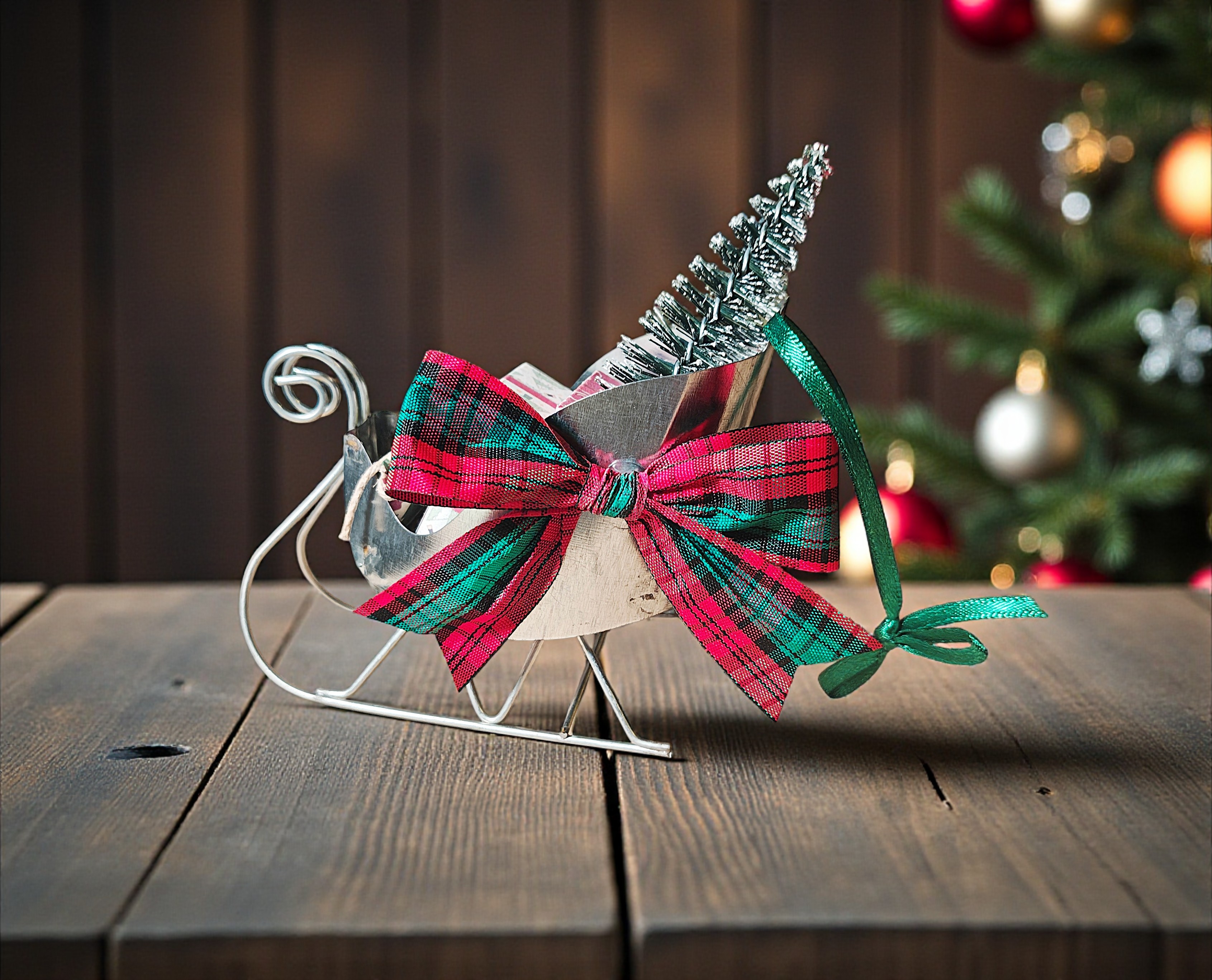 Mini Santa Sleigh Ornament with Gifts