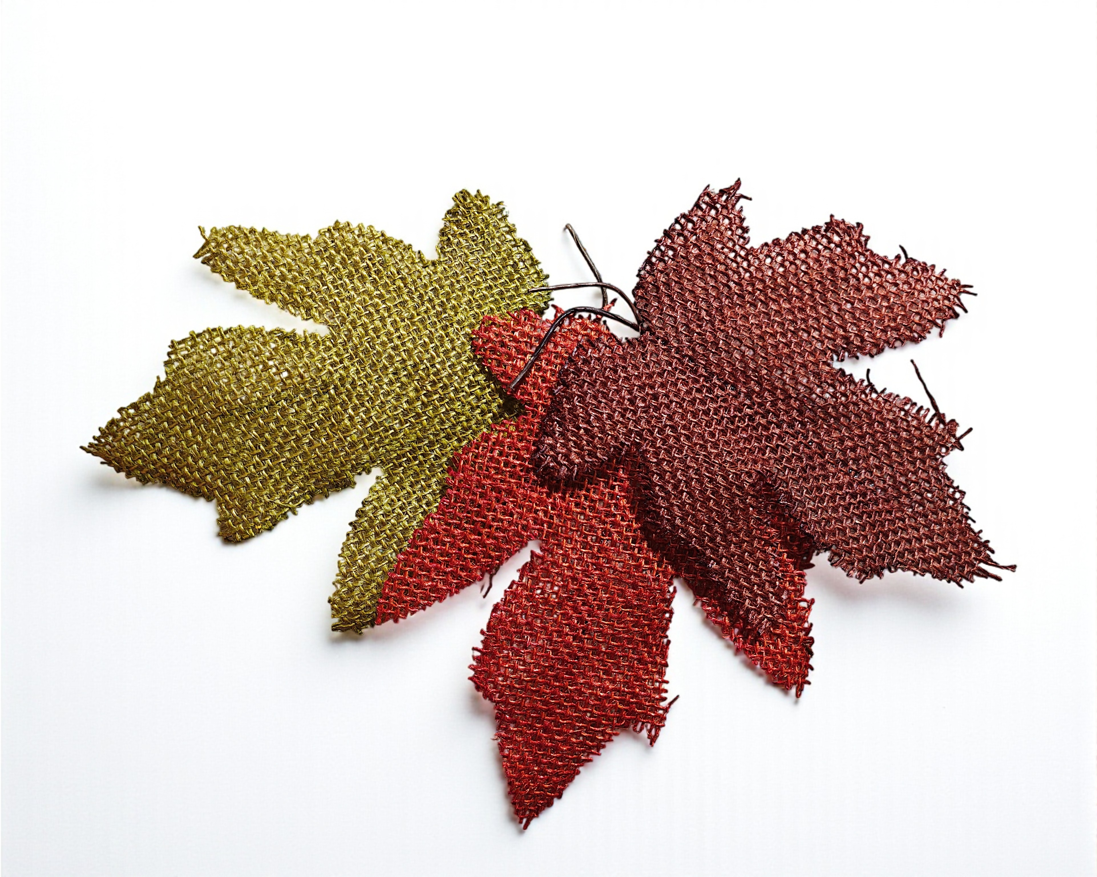 Large Rustic Burlap Maple Leaves - 15 pcs