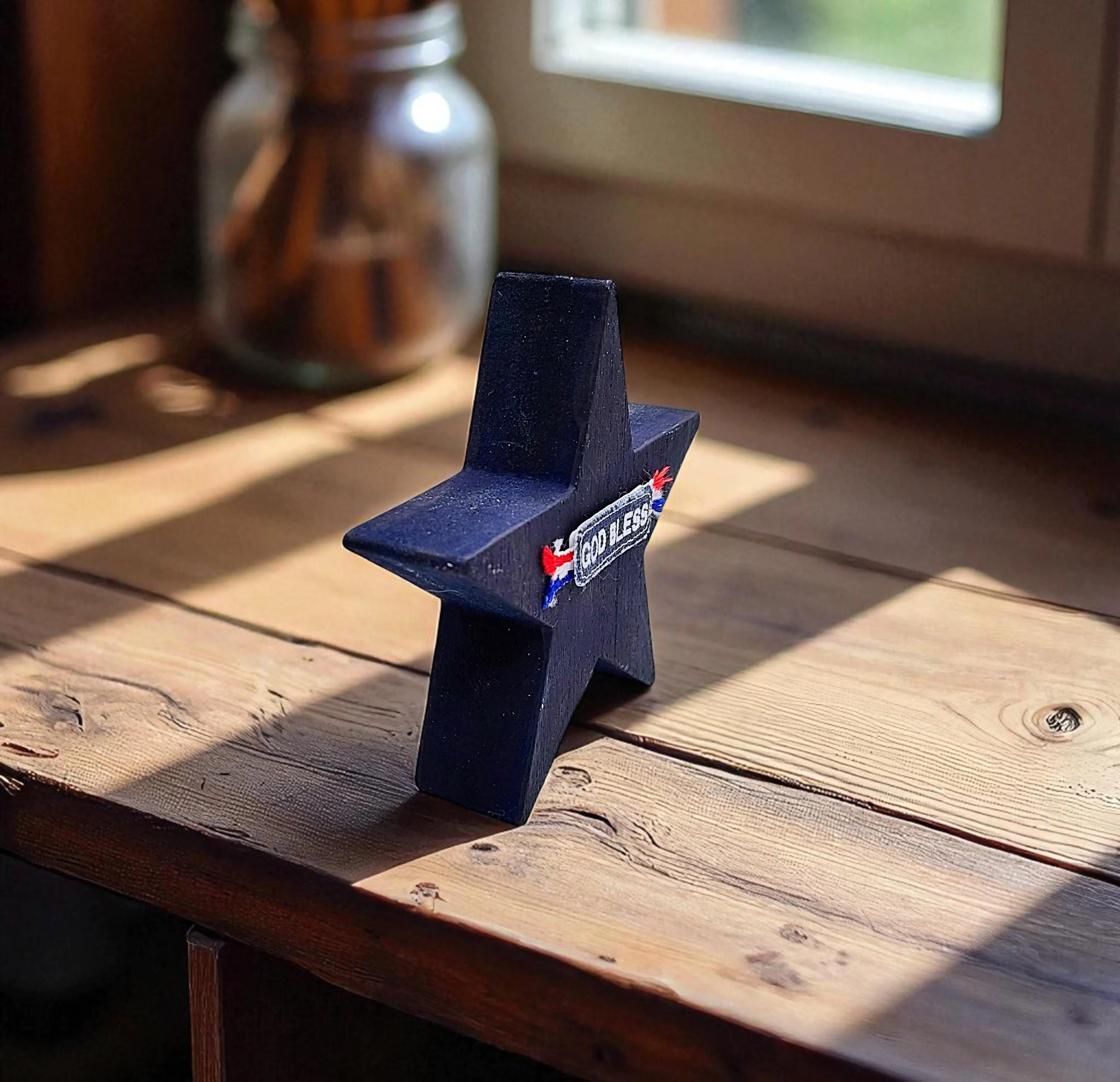 Patriotic Wooden Star Shelf Sitter