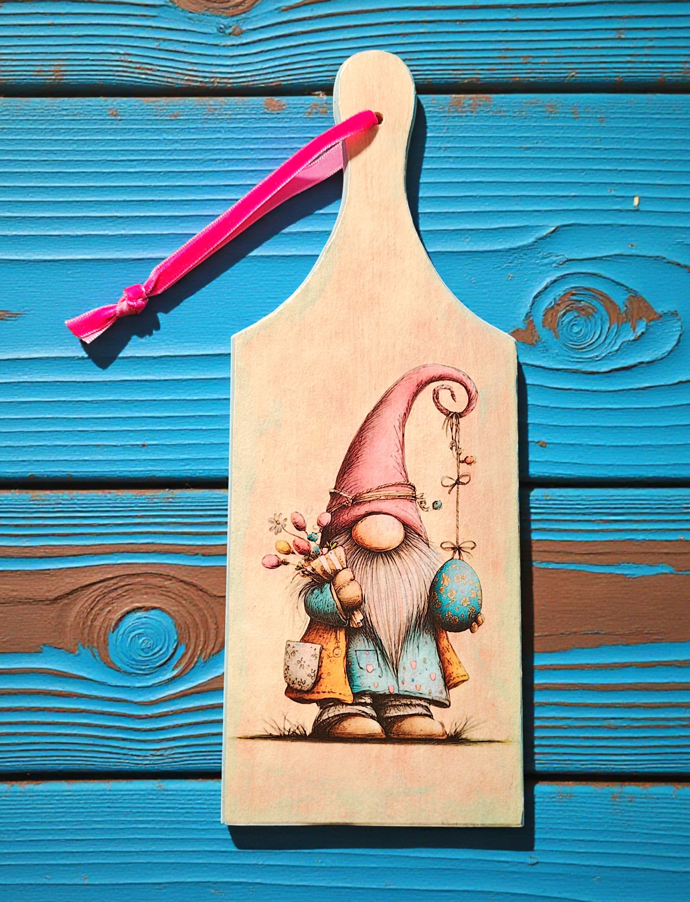 Wooden Easter Garden Gnome Cutting Board Sign