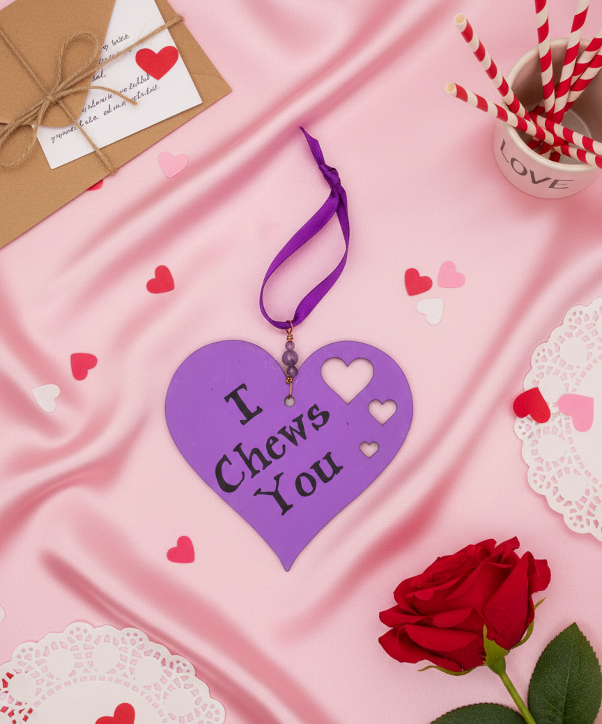 I Chews You Fancy Rat Heart Shaped Hanging Accent Ornament 